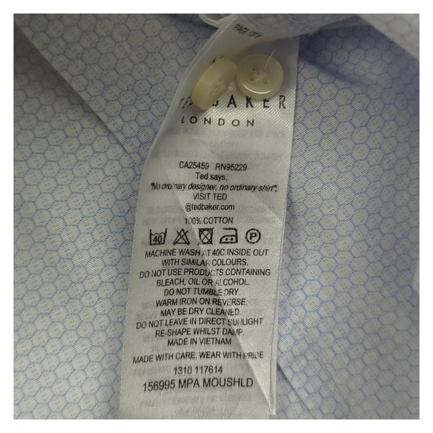 Ted Baker Ted Baker Blue Men's Shirt Size 16 Slim Fit Long Sleeve Smart Casual shirt RewearableUK