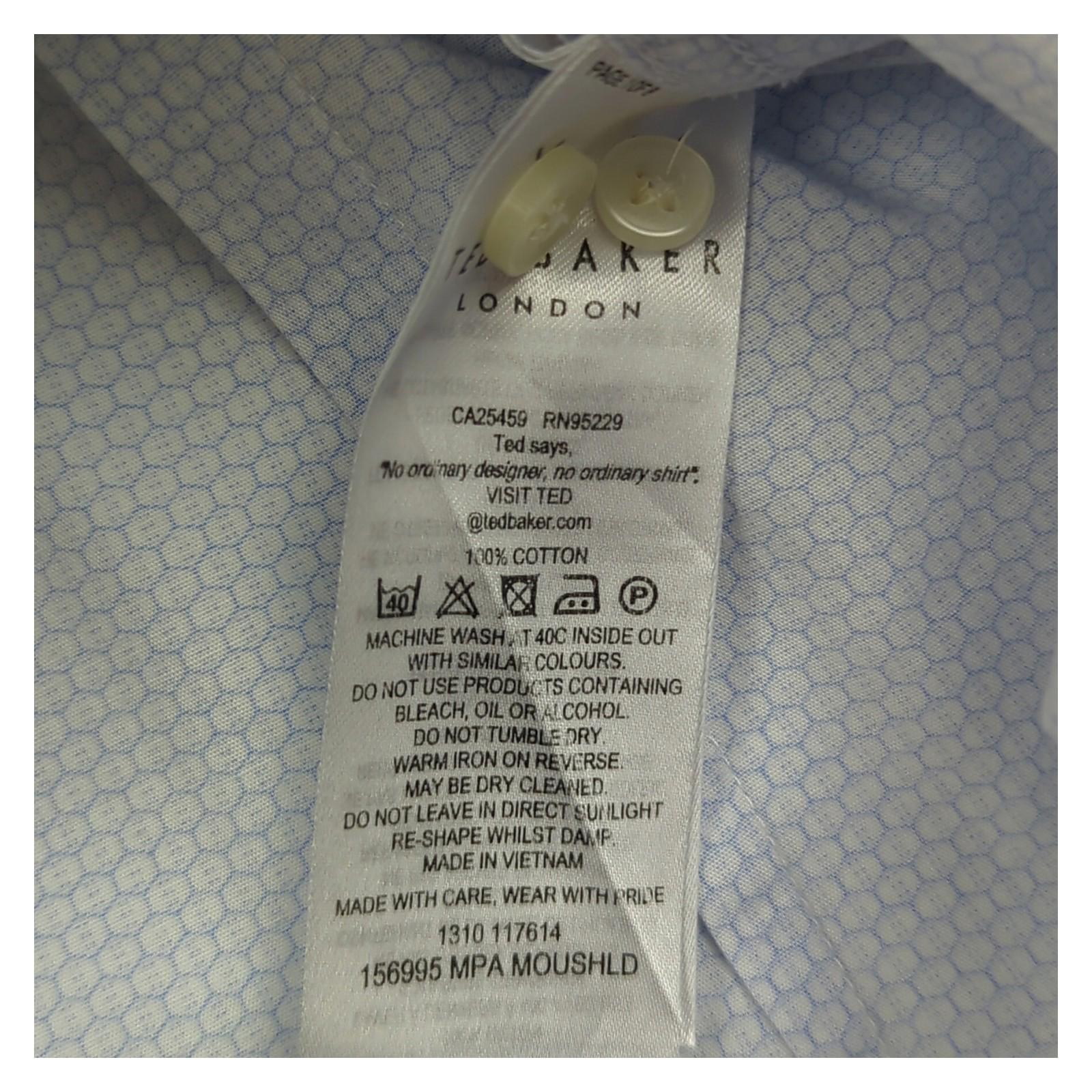 Ted Baker Ted Baker Blue Men's Shirt Size 16 Slim Fit Long Sleeve Smart Casual shirt RewearableUK