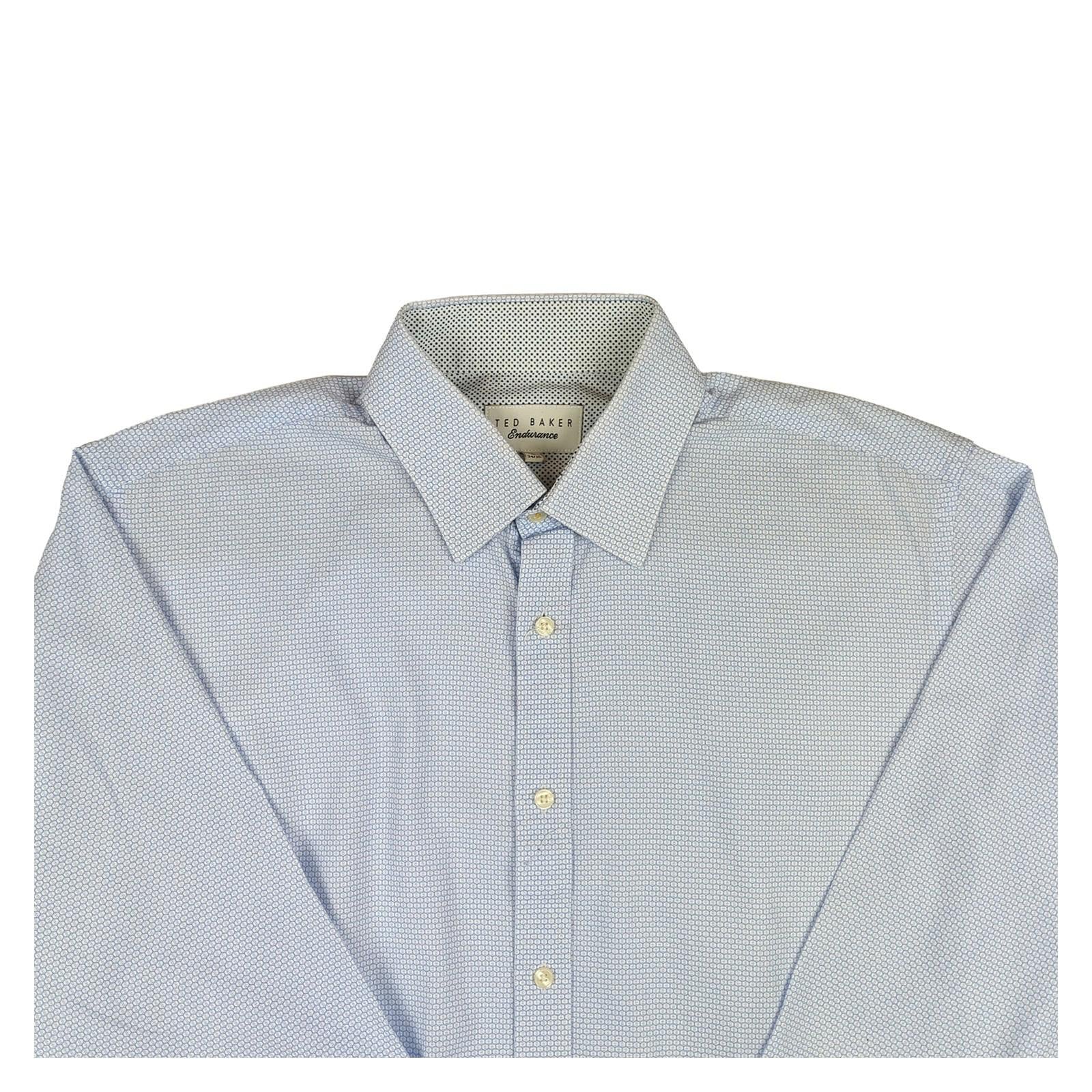Ted Baker Ted Baker Blue Men's Shirt Size 16 Slim Fit Long Sleeve Smart Casual shirt RewearableUK