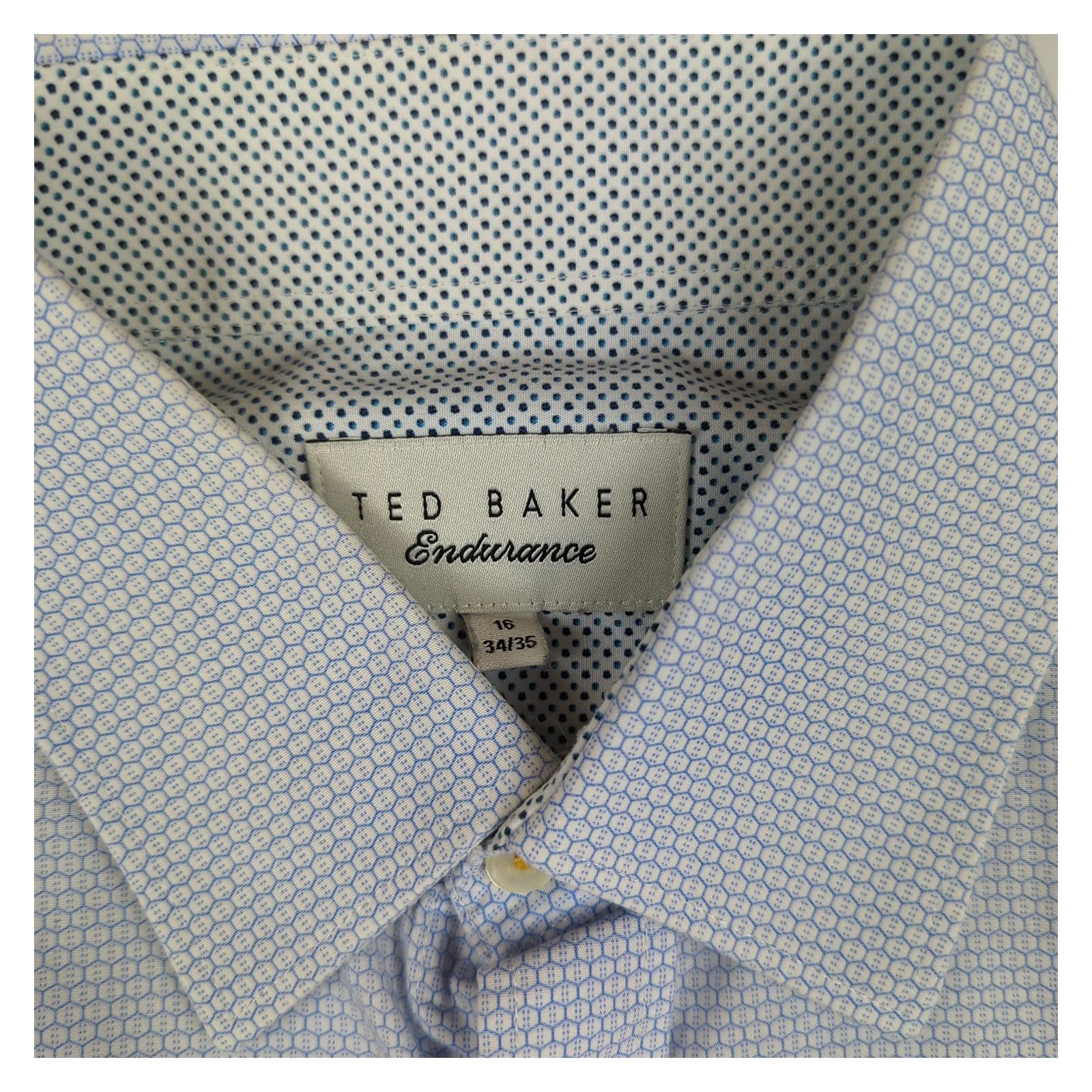 Ted Baker Ted Baker Blue Men's Shirt Size 16 Slim Fit Long Sleeve Smart Casual shirt RewearableUK