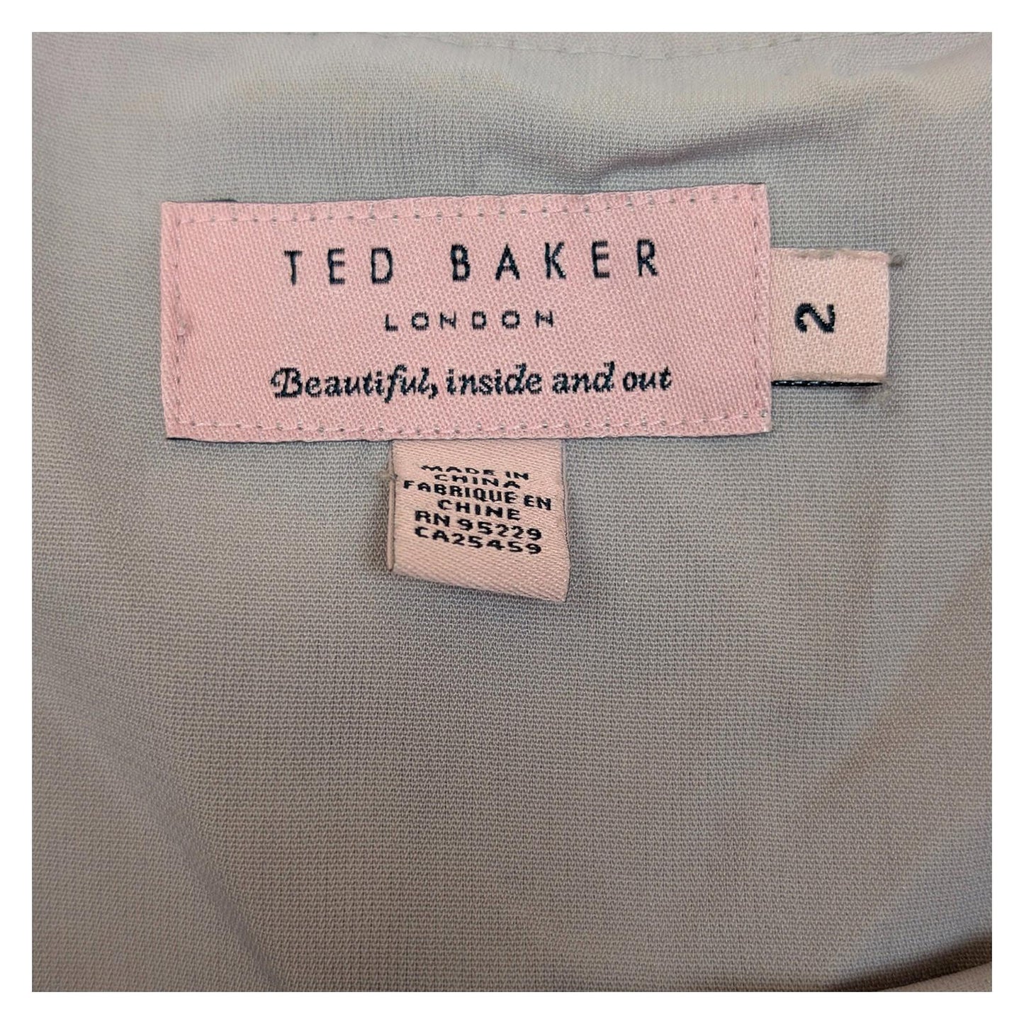 Ted Baker Capra Butterfly Print Top Size 2 UK 10 Nude Pink Flutter Sleeve Blouse by Ted Baker – | RewearableUK