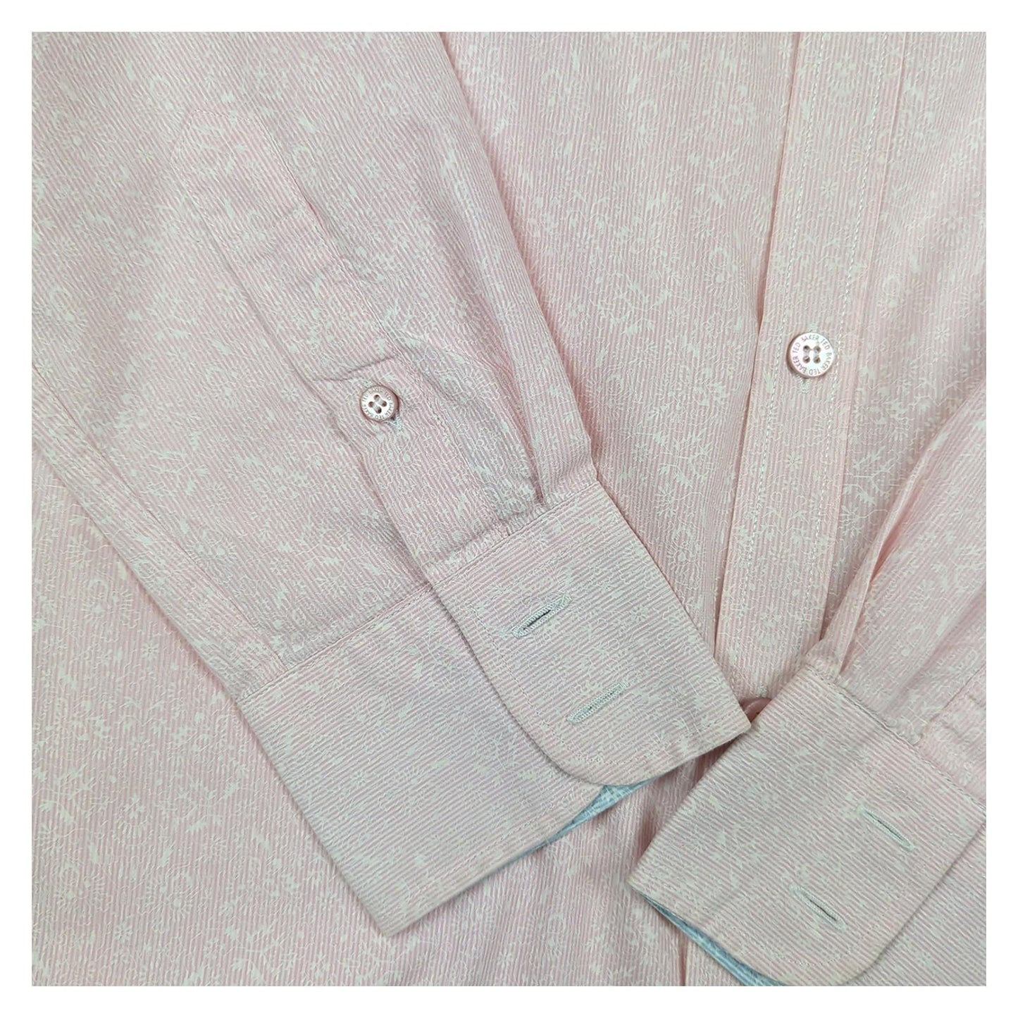 Ted Baker Ted Baker Casual Shirt Size 2 Small Mens Pink Floral Long Sleeve Cotton Top shirt RewearableUK