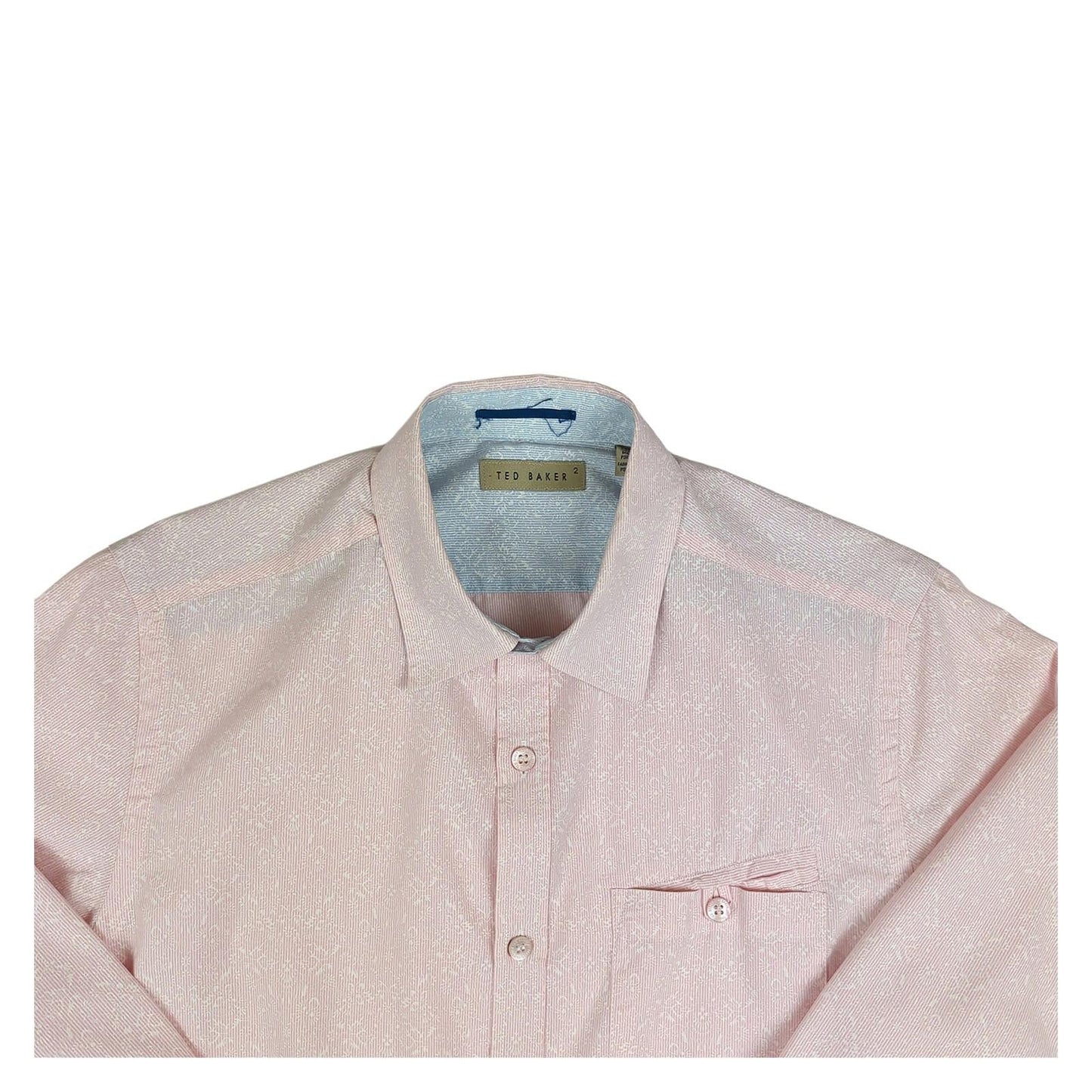 Ted Baker Ted Baker Casual Shirt Size 2 Small Mens Pink Floral Long Sleeve Cotton Top shirt RewearableUK