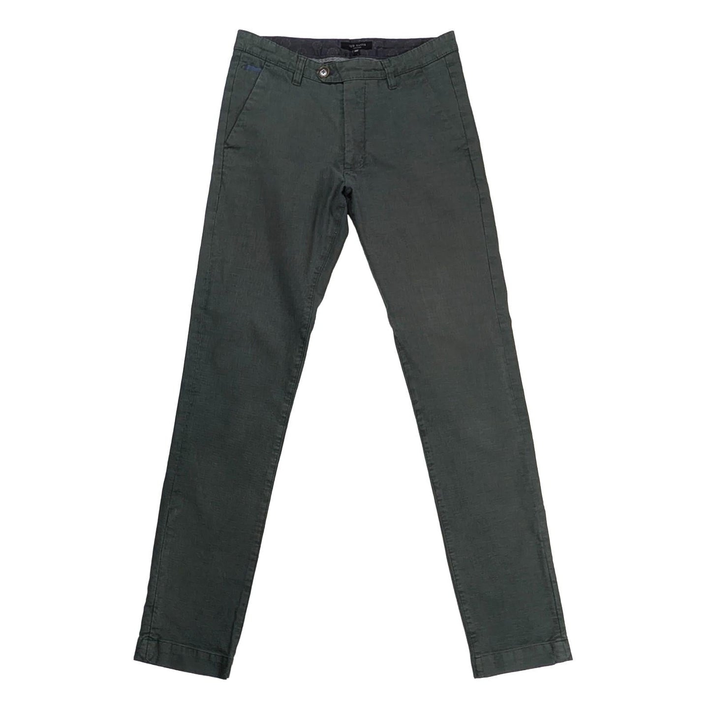 Ted Baker Chino Trousers Men's Size 28 R Dark Green Textured Cotton Slim Fit Sma by Baker – | RewearableUK