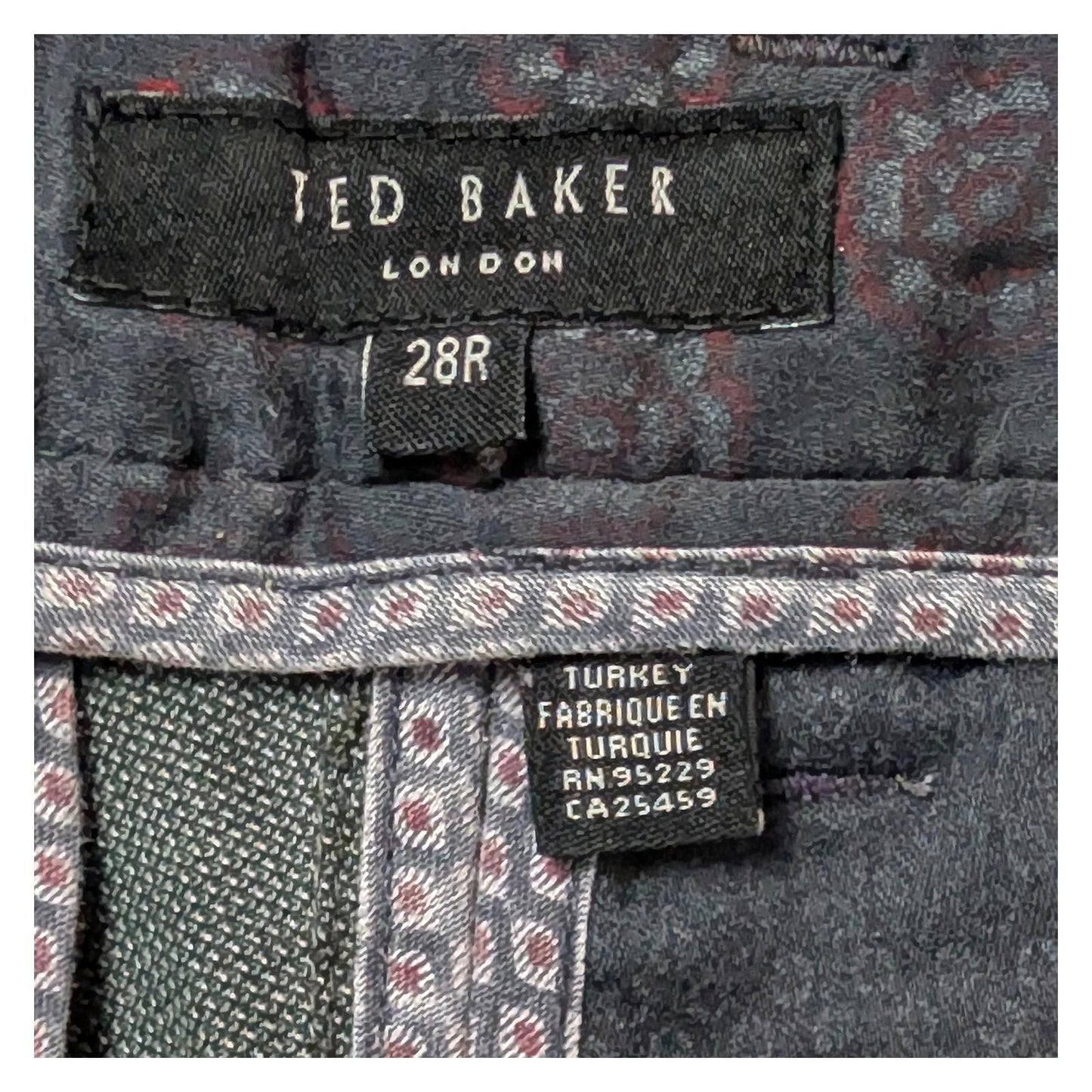 Ted Baker Chino Trousers Men's Size 28 R Dark Green Textured Cotton Slim Fit Sma by Baker – | RewearableUK