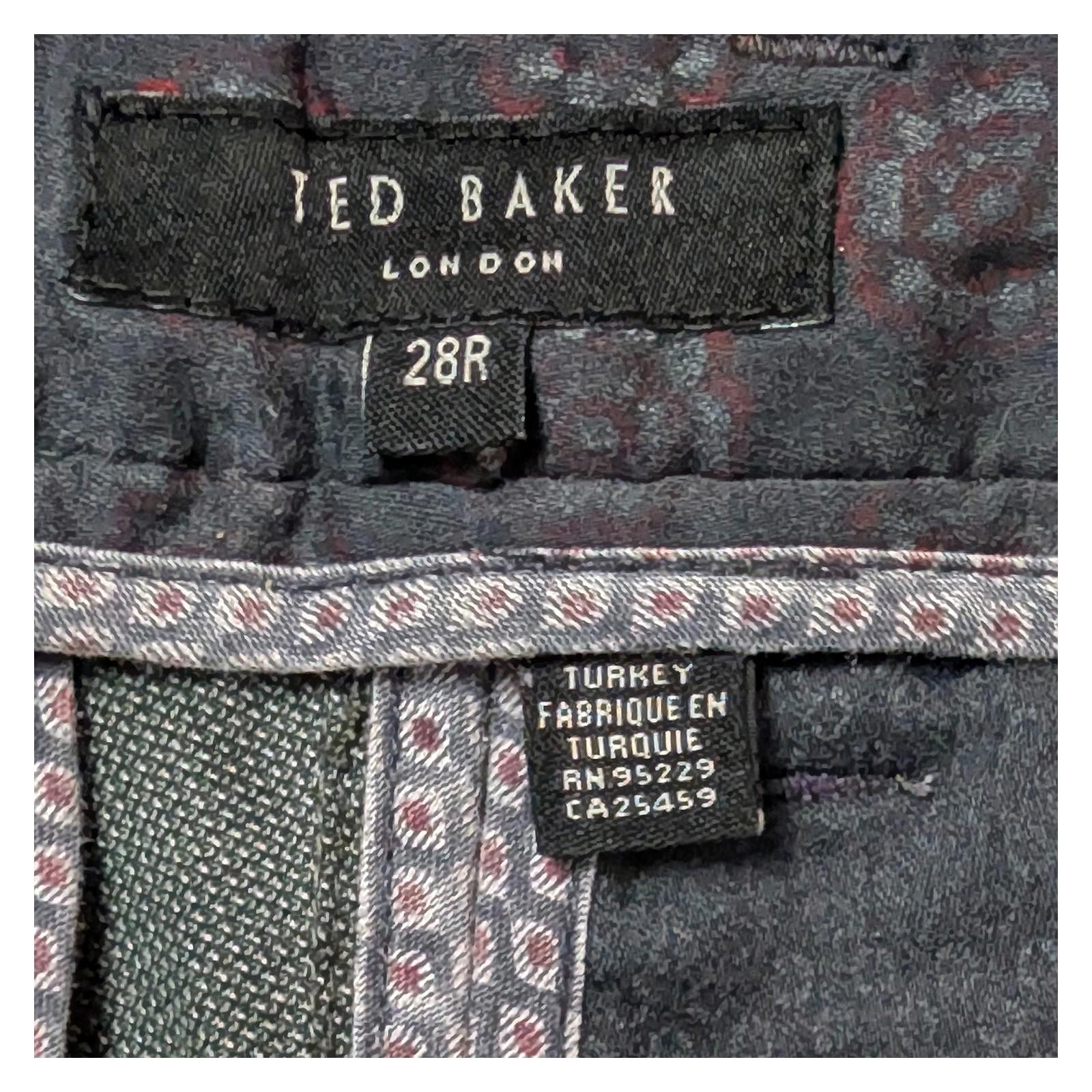 Ted Baker Chino Trousers Men's Size 28 R Dark Green Textured Cotton Slim Fit Sma by Baker – | RewearableUK