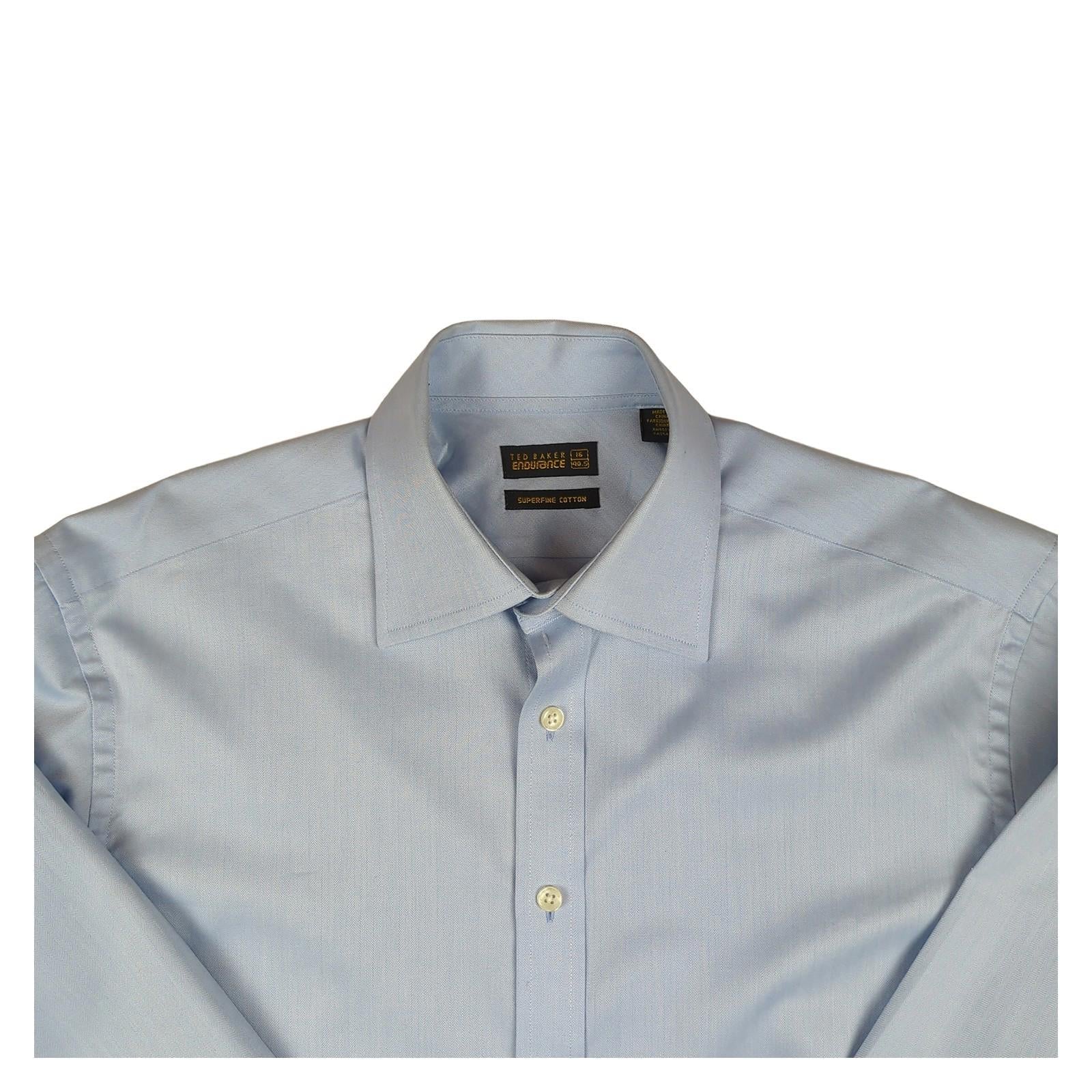 Ted Baker Ted Baker Endurance Formal Shirt Sky Blue Men’s Size 16 Long Sleeve shirt RewearableUK