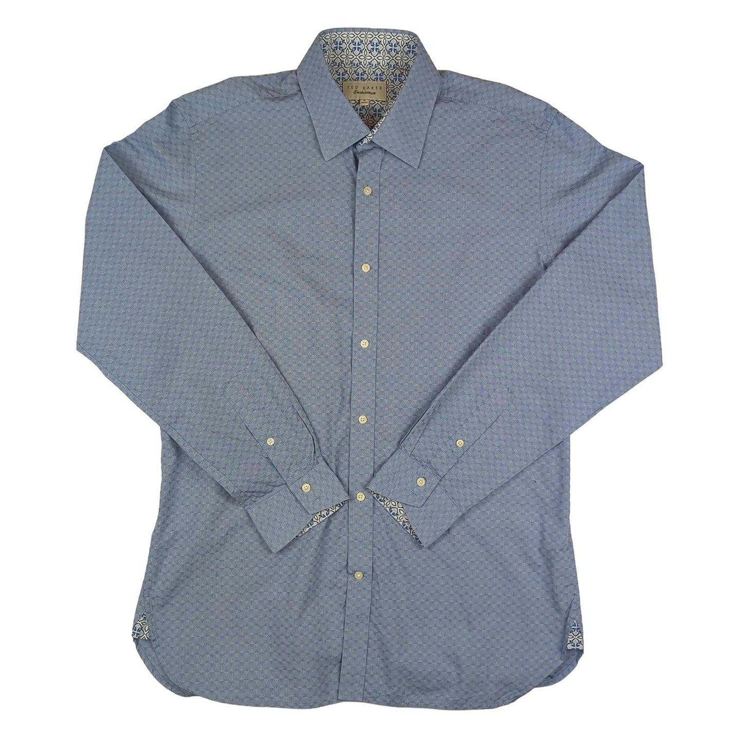 Ted Baker Ted Baker Endurance Men's Blue Cotton Long Sleeve Shirt Size 16 Casual shirt RewearableUK