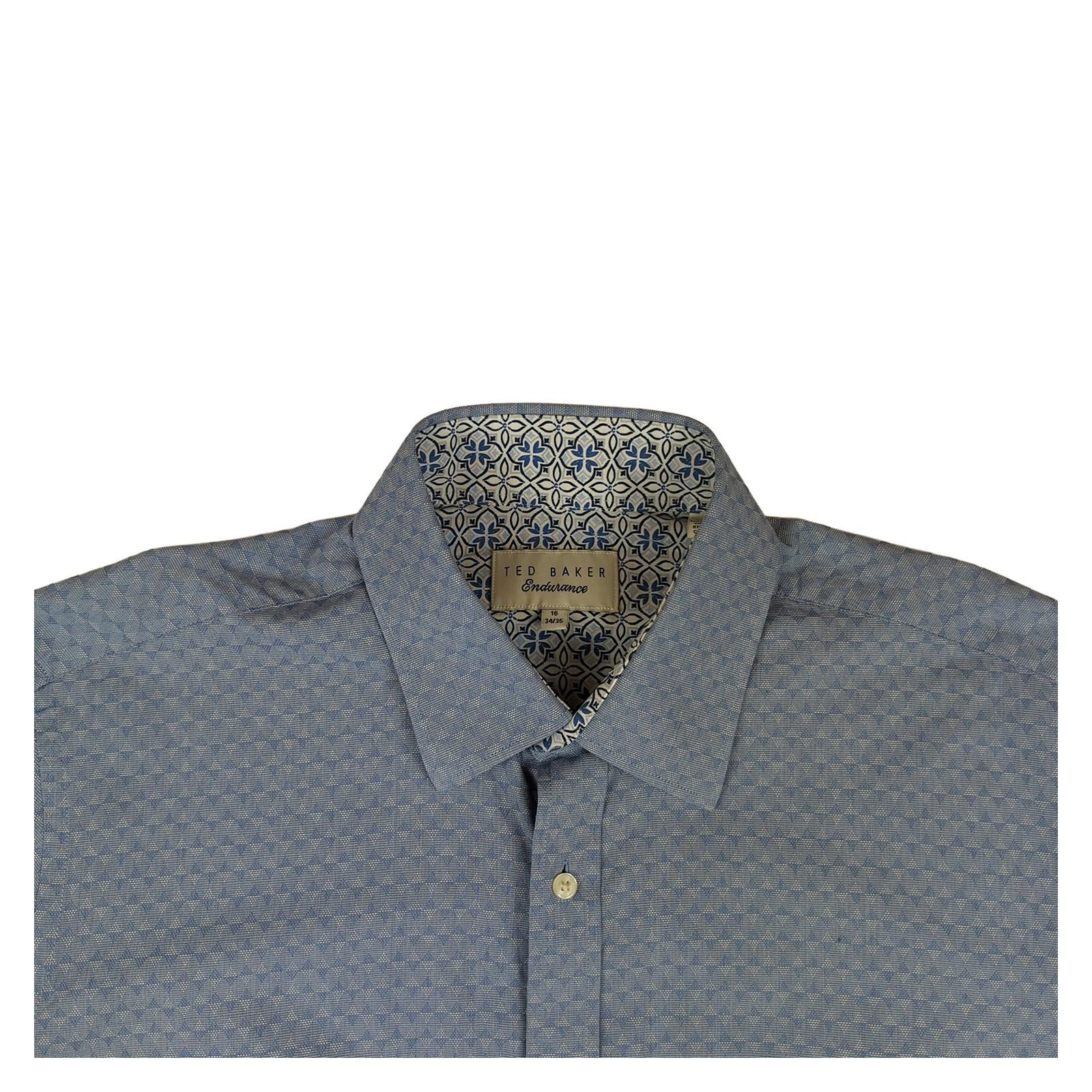 Ted Baker Ted Baker Endurance Men's Blue Cotton Long Sleeve Shirt Size 16 Casual shirt RewearableUK