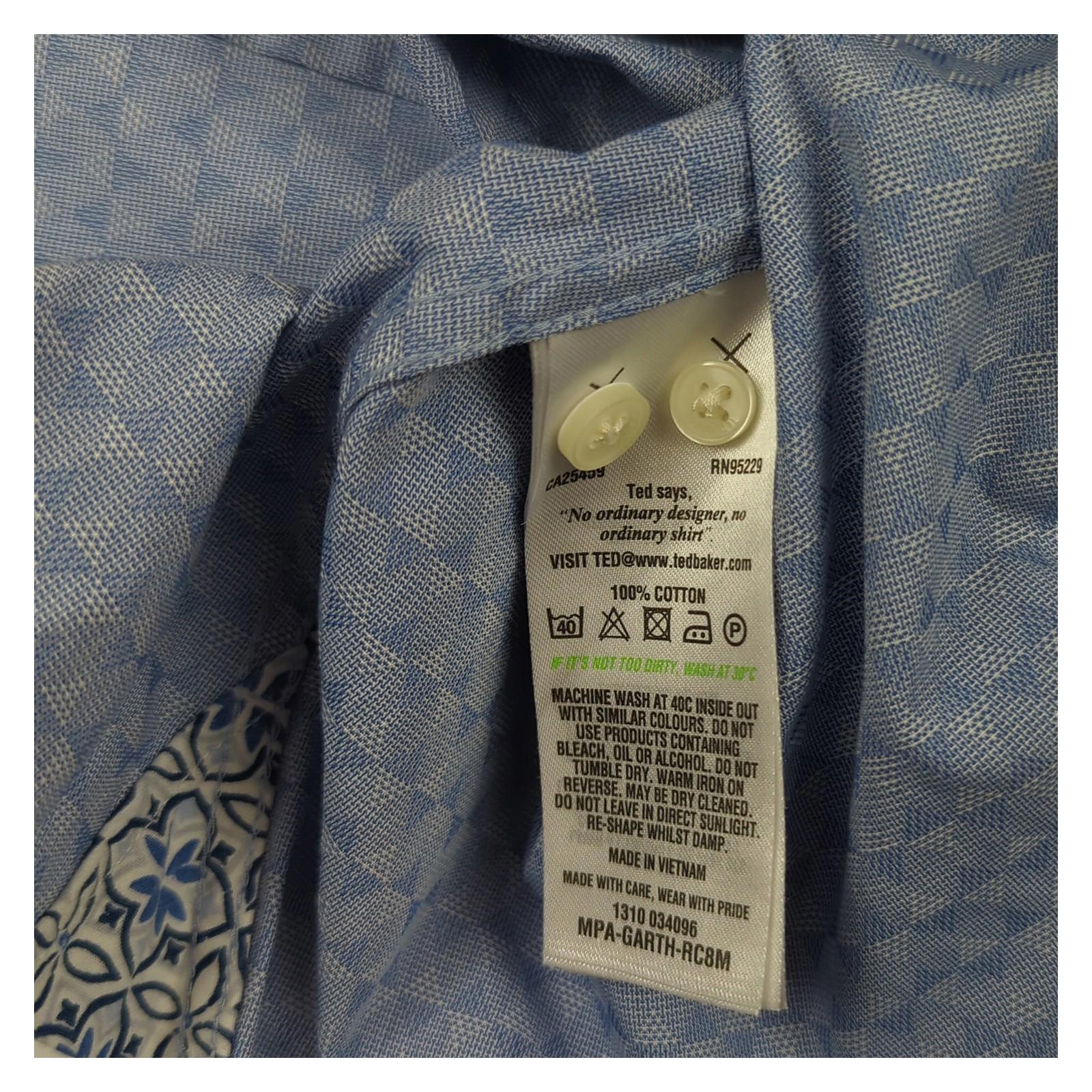 Ted Baker Ted Baker Endurance Men's Blue Cotton Long Sleeve Shirt Size 16 Casual shirt RewearableUK