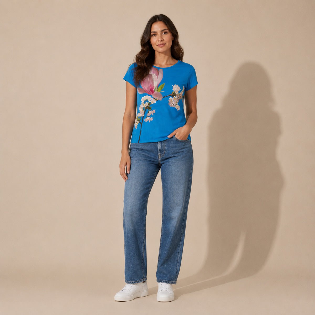 Ted Baker Floral T-Shirt Size 5 UK 16 Blue Viscose – Top product photo 1 | RewearableUK