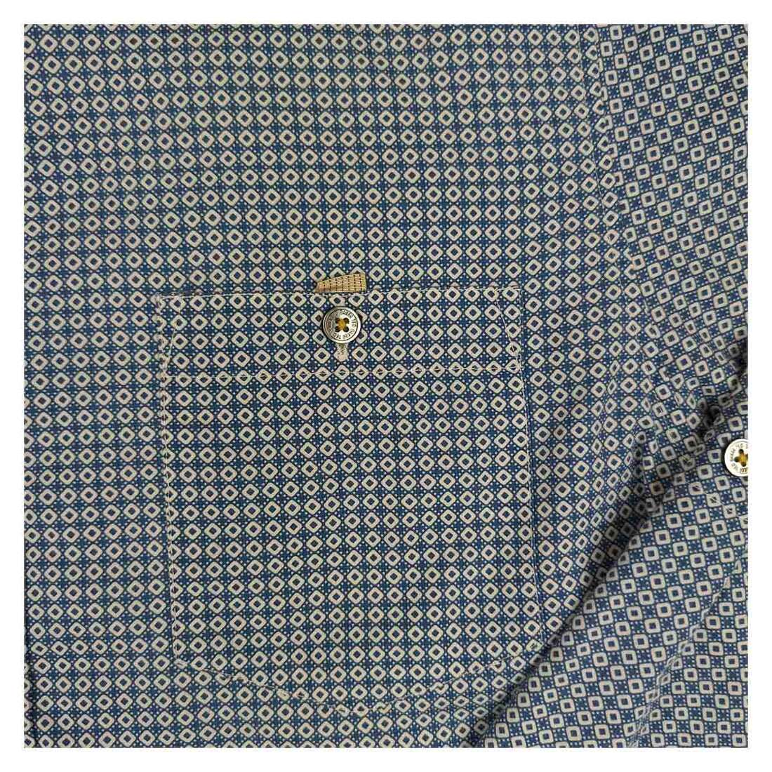Ted Baker Geometric Print Long Sleeve Shirt Blue | Men's Medium (Size 3) – Shirt product photo 4 | RewearableUK