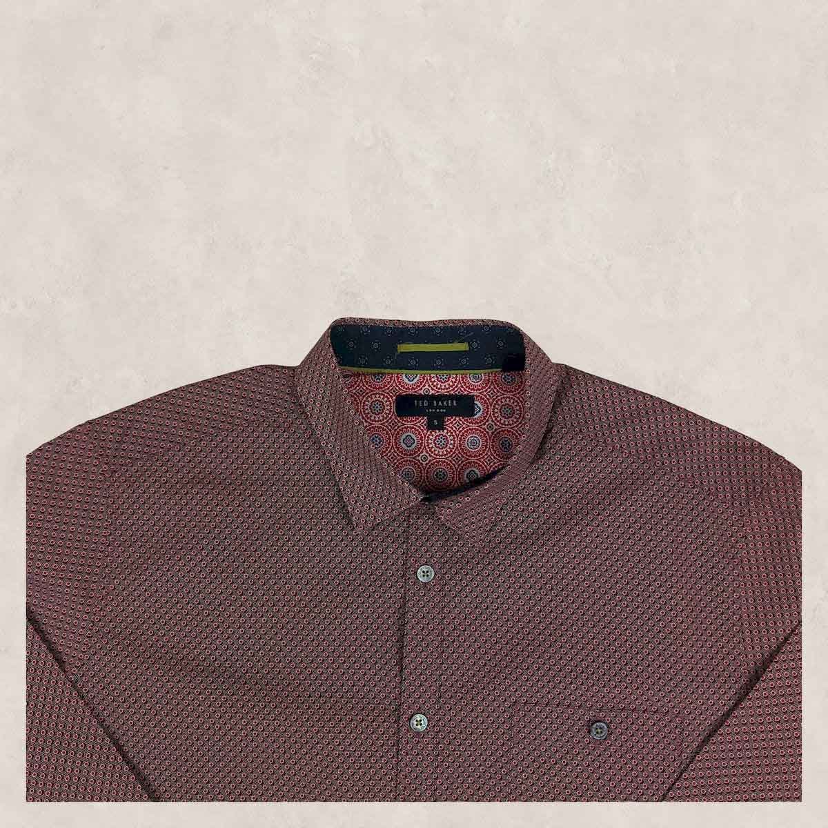 Ted Baker Geometric Print Long Sleeve Shirt Red | Men's XL (Size 5) by Ted Baker – shirt | RewearableUK