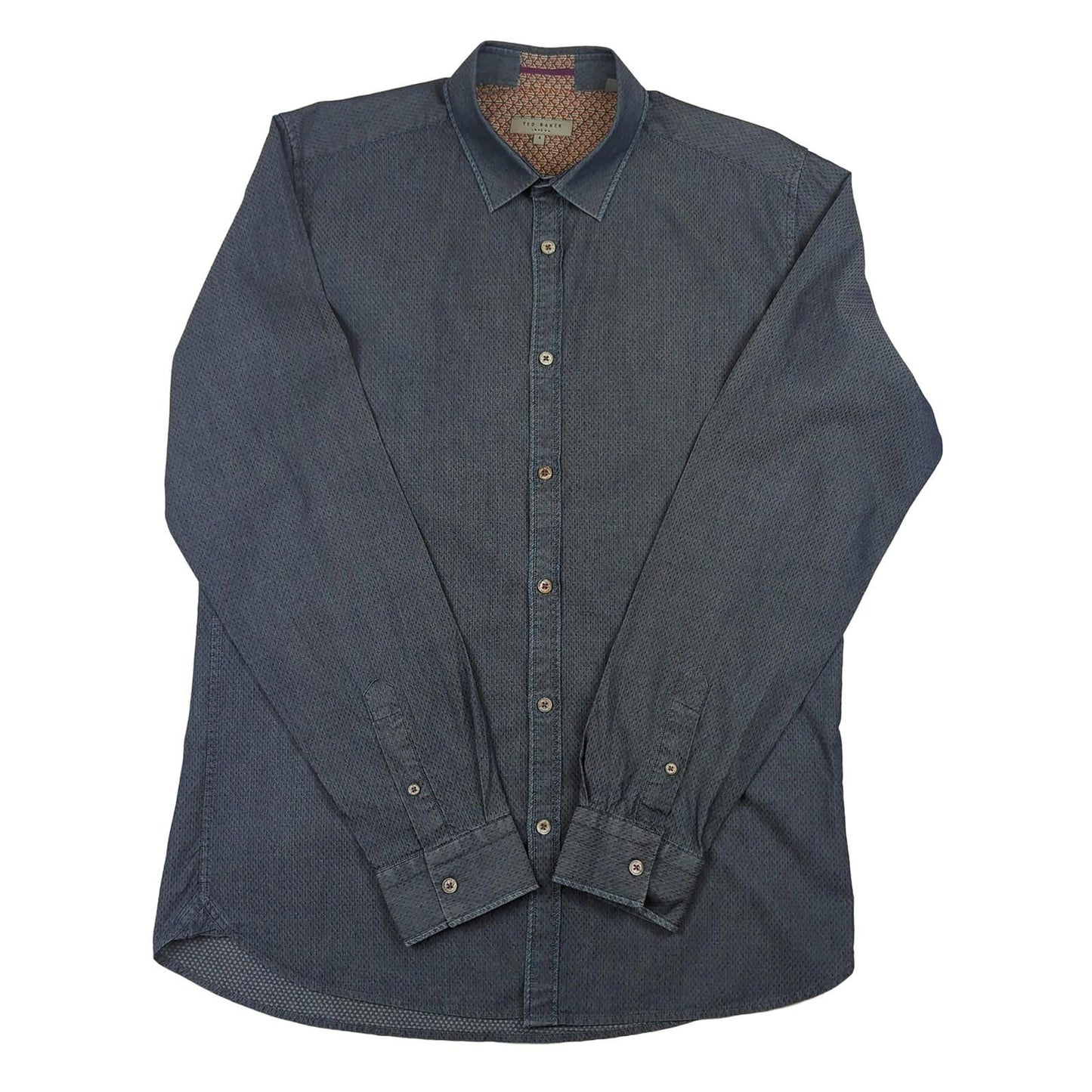 Ted Baker Ted Baker Geometric Print Shirt Navy Blue Size 4 (Large) Long Sleeve shirt RewearableUK