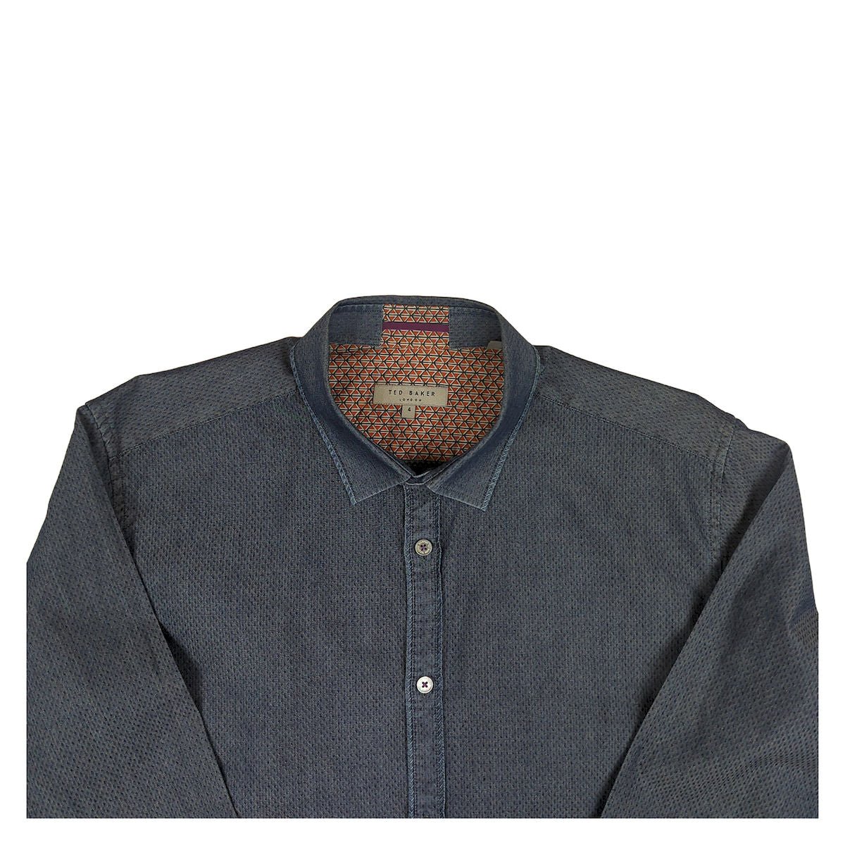 Ted Baker Geometric Print Shirt Navy Blue Size 4 (Large) Long Sleeve by Ted Baker – shirt | RewearableUK