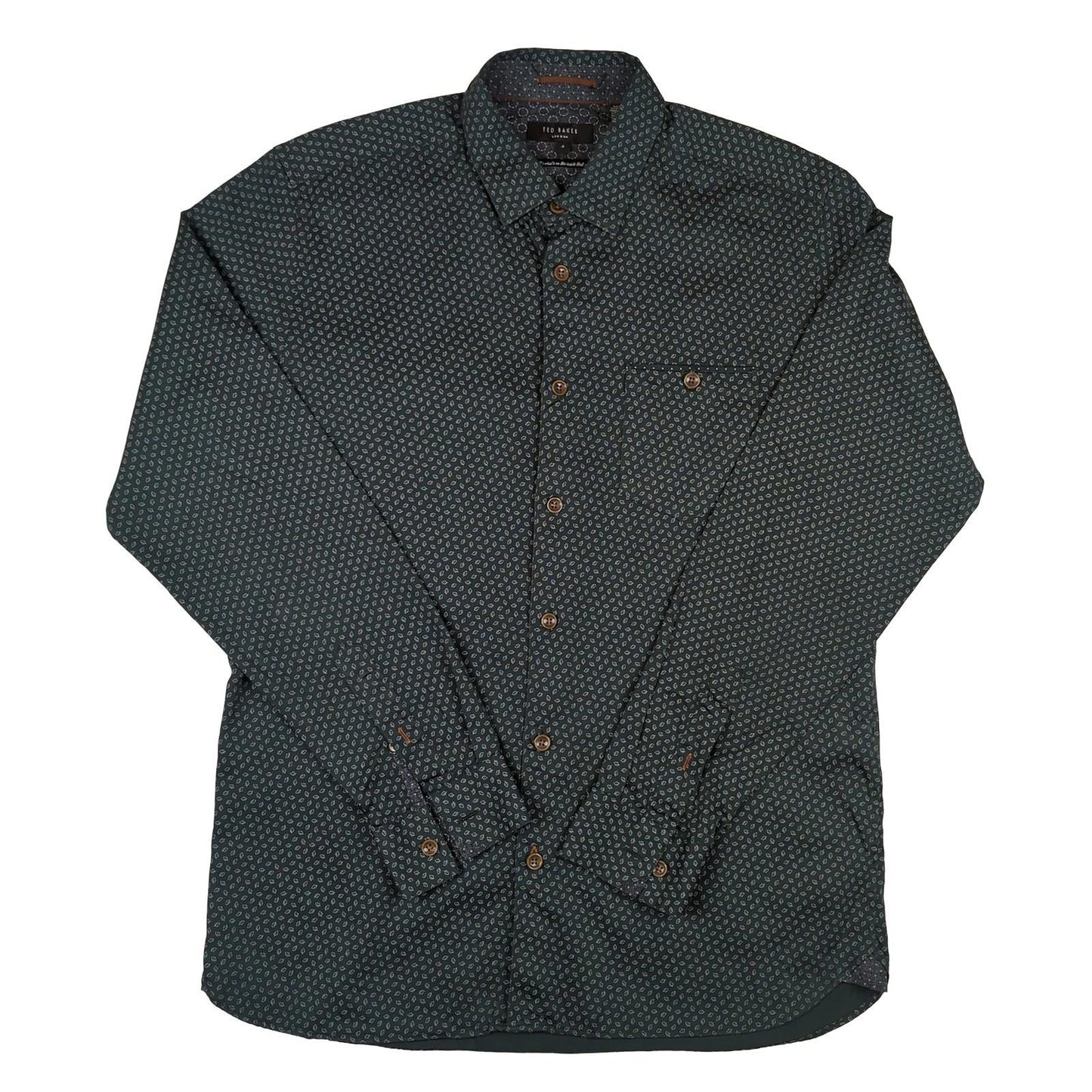 Ted Baker Ted Baker Green Geometric Abstract Shirt Men’s Size Large (4) Excellent shirt RewearableUK