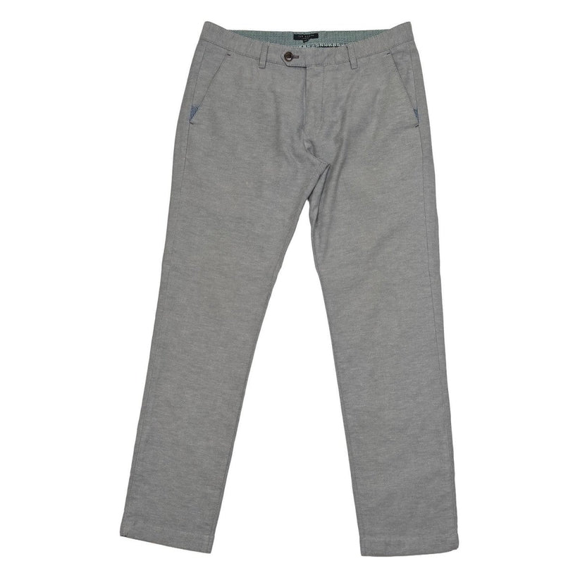 Ted Baker Grey Textured Chino Trousers Men's 34R Regular Fit Smart Casual Cotton by Baker – | RewearableUK