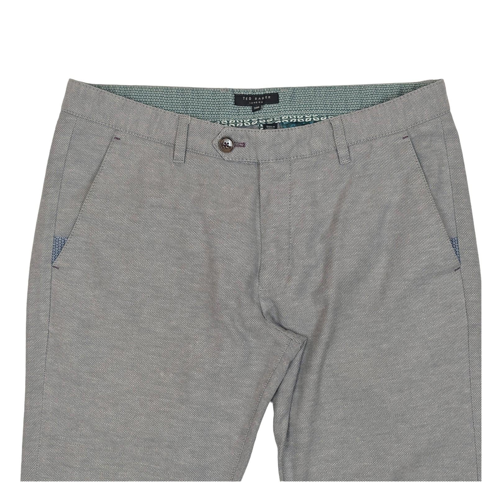 Ted Baker Grey Textured Chino Trousers Men's 34R Regular Fit Smart Casual Cotton by Baker – | RewearableUK