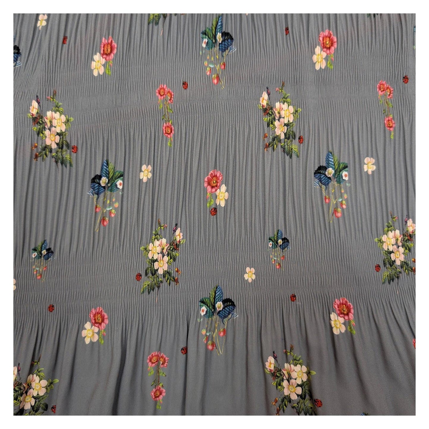 Ted Baker Horili Pleated Top Size 3 UK 12 Blue Floral Strawberry Ruffle Blouse by Ted Baker – | RewearableUK