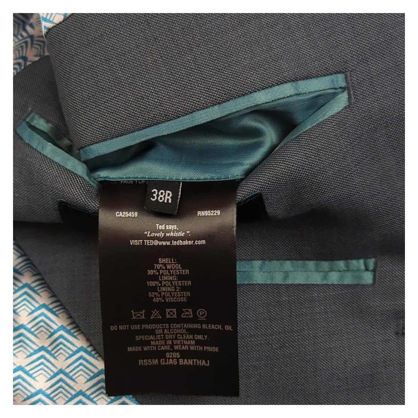Ted Baker Ted Baker London Endurance Mens Blazer Jacket Grey Wool Blend Smart Size 38 R GIACCA RewearableUK