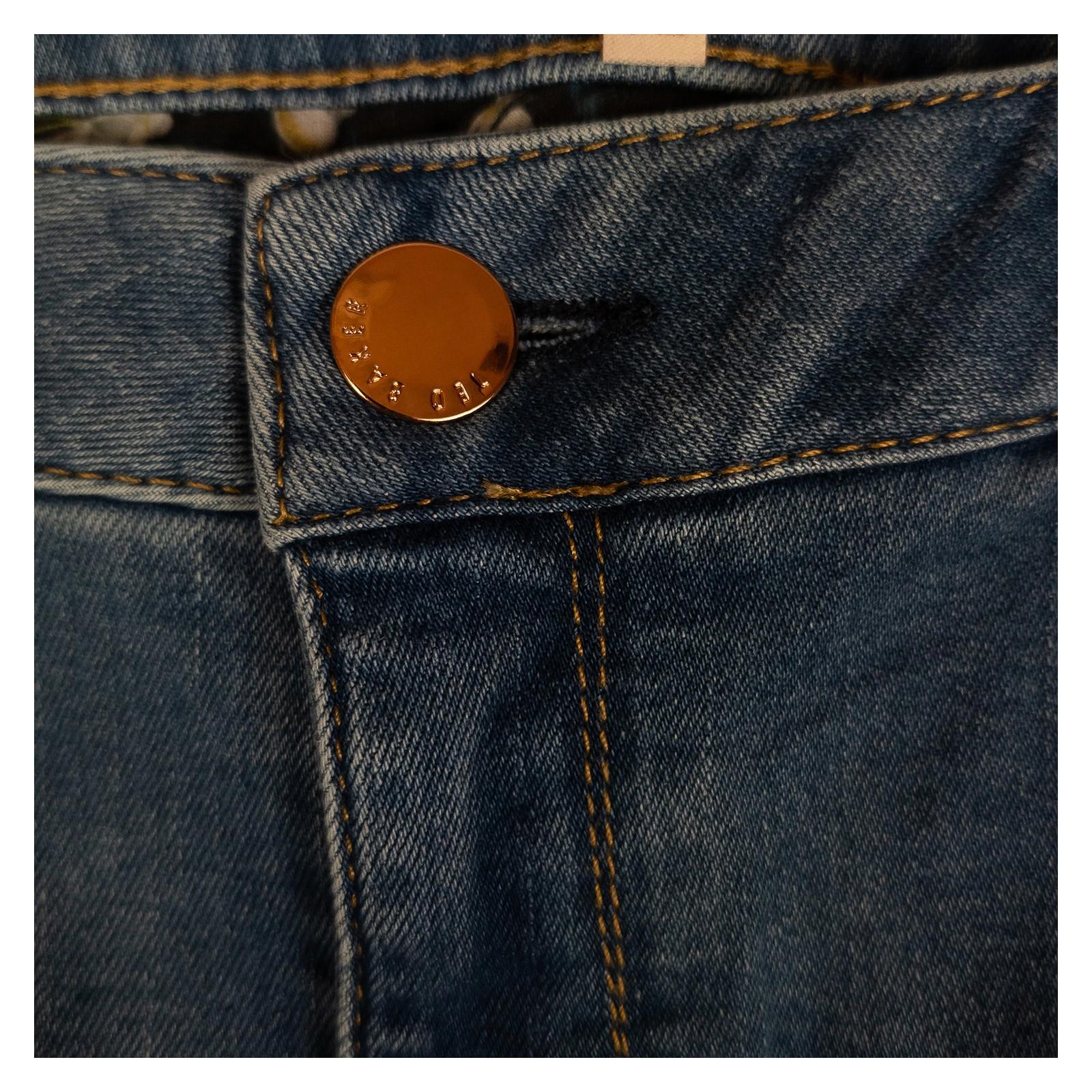 Ted Baker London Jeans W32 UK 14 Blue Distressed Rose Gold Button Skinny Denim by Ted Baker – | RewearableUK