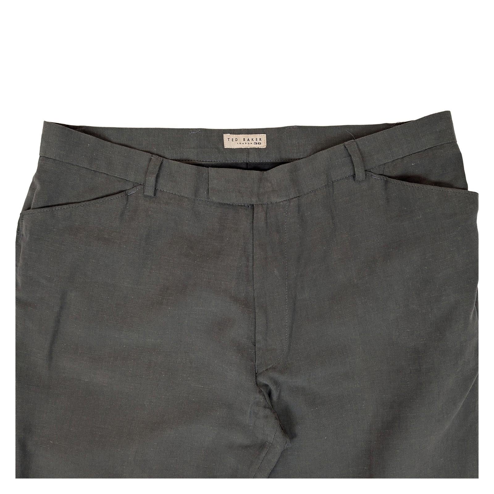 Ted baker london men size 36 dark grey charcoal linen cotton blend trousers by Baker – | RewearableUK