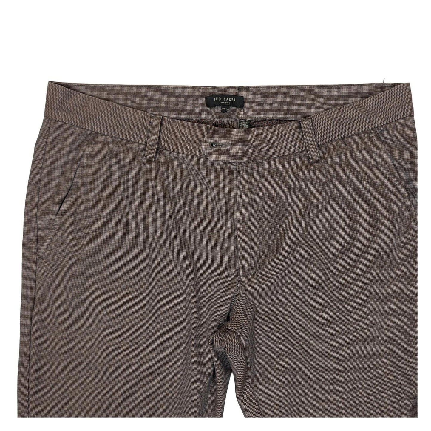 ted baker london men size 36 r brown cotton holland trousers paint marks faulty by Baker – | RewearableUK