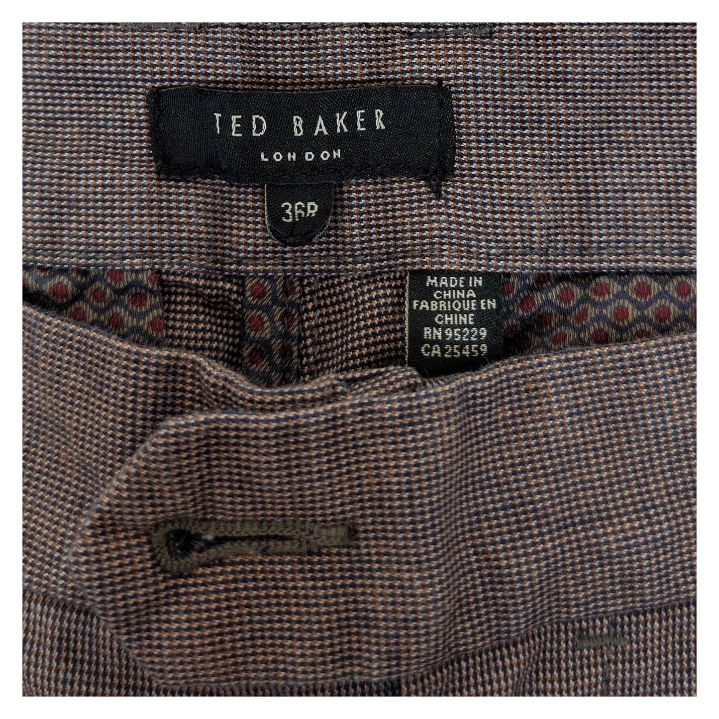 ted baker london men size 36 r brown cotton holland trousers paint marks faulty by Baker – | RewearableUK