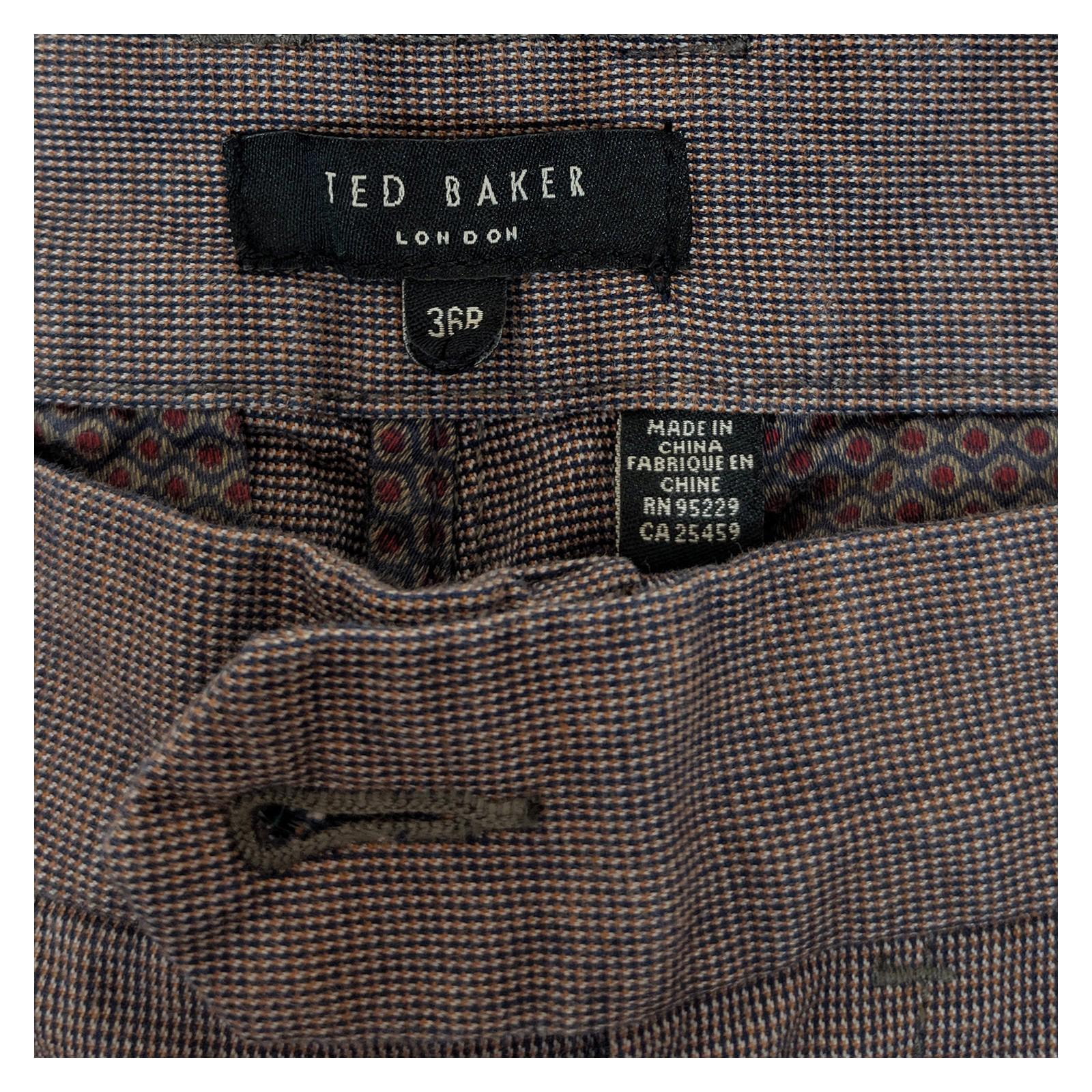 ted baker london men size 36 r brown cotton holland trousers paint marks faulty by Baker – | RewearableUK