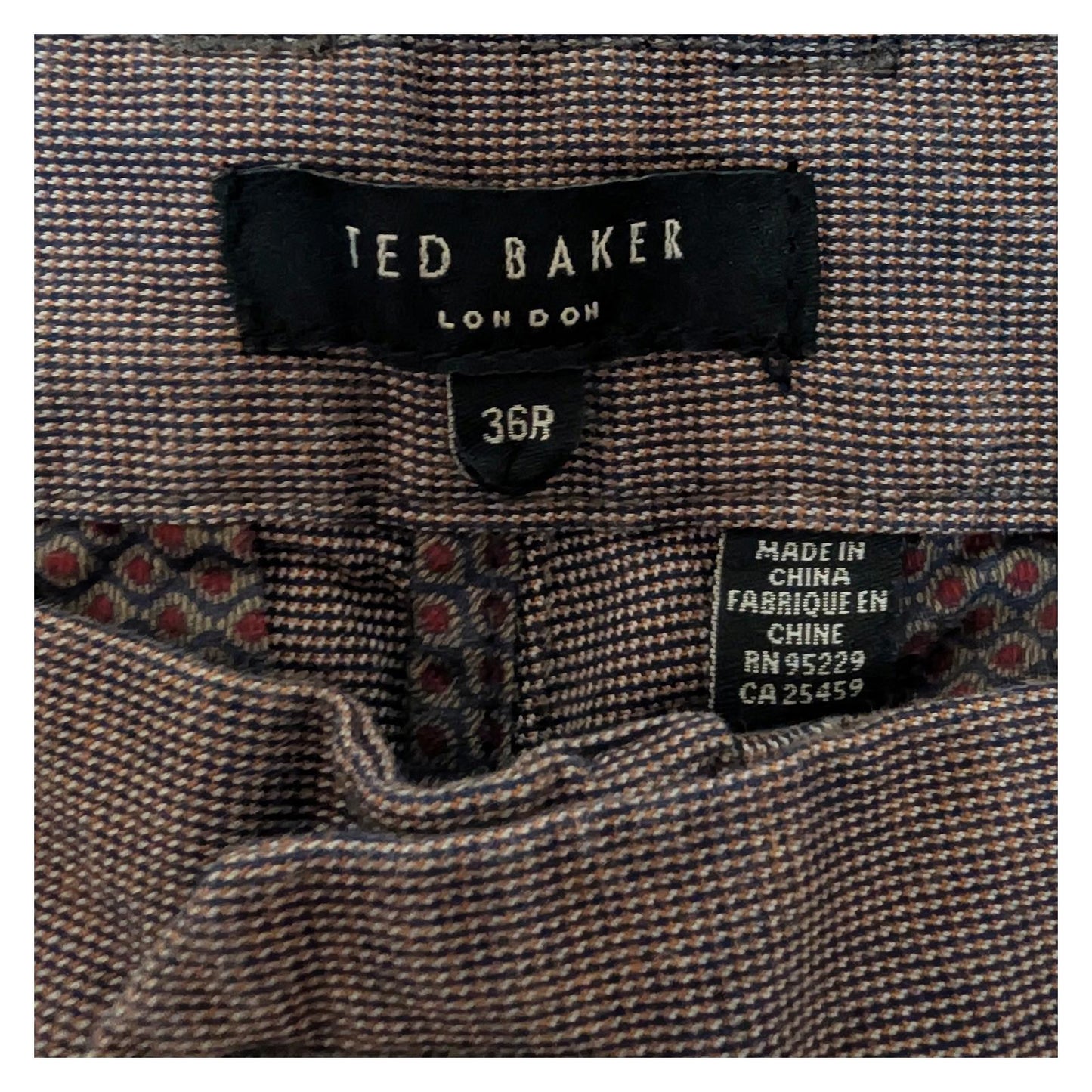 ted baker london men size 36 r brown cotton holland trousers paint marks faulty by Baker – | RewearableUK