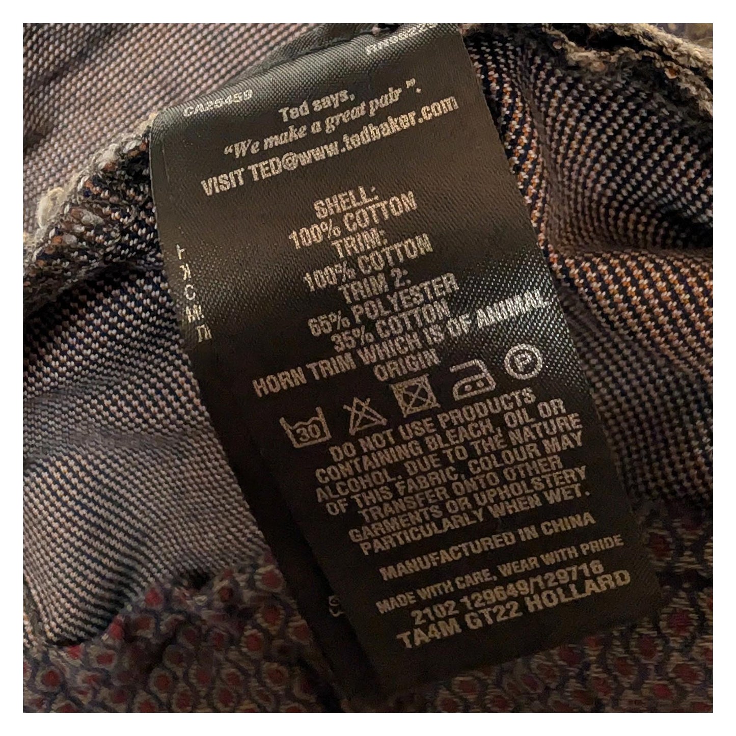 ted baker london men size 36 r brown cotton holland trousers paint marks faulty by Baker – | RewearableUK