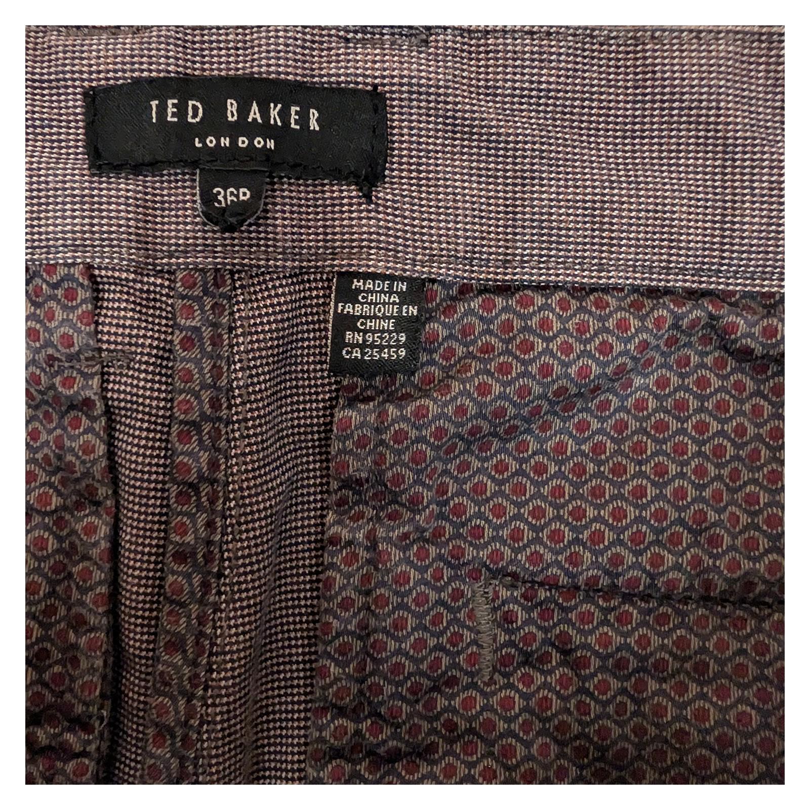 ted baker london men size 36 r brown cotton micro pattern chino trousers pants by Baker – | RewearableUK
