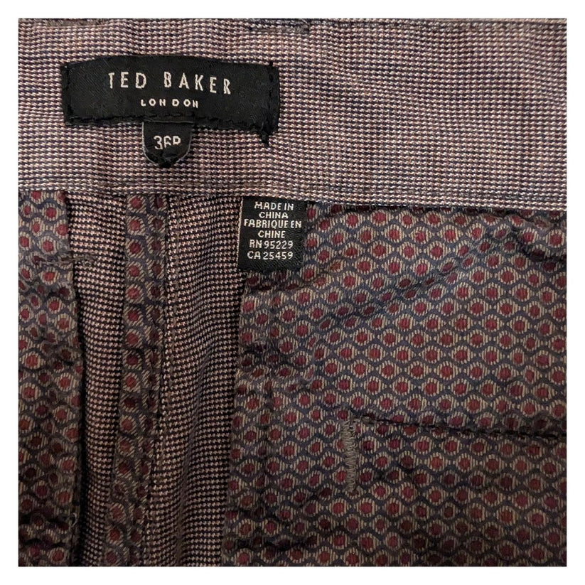ted baker london men size 36 r brown cotton micro pattern chino trousers pants by Baker – | RewearableUK