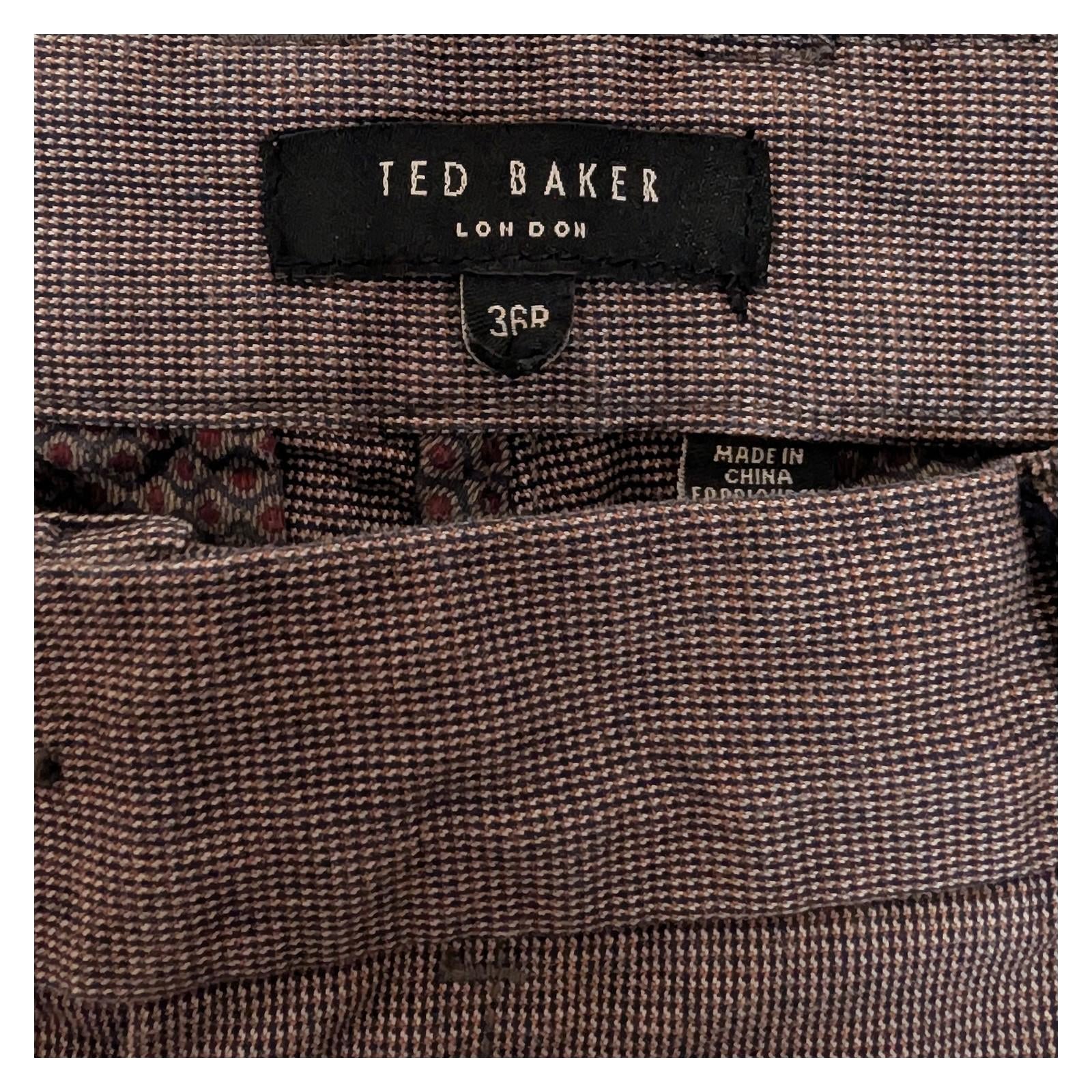 ted baker london men size 36 r brown cotton micro pattern chino trousers pants by Baker – | RewearableUK