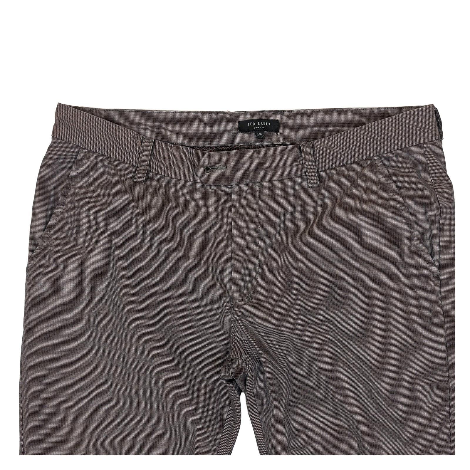 ted baker london men size 36 r brown cotton micro pattern chino trousers pants by Baker – | RewearableUK