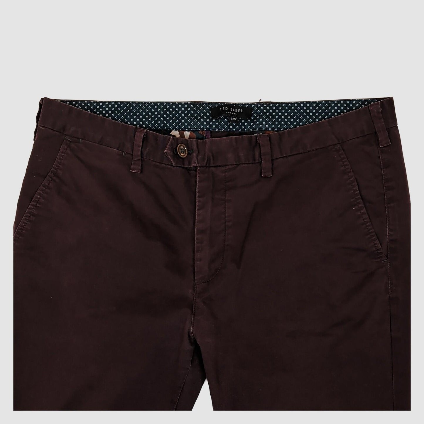 ted baker london mens burgundy chinos trousers smart casual pants size 34 s by Baker – chino | RewearableUK