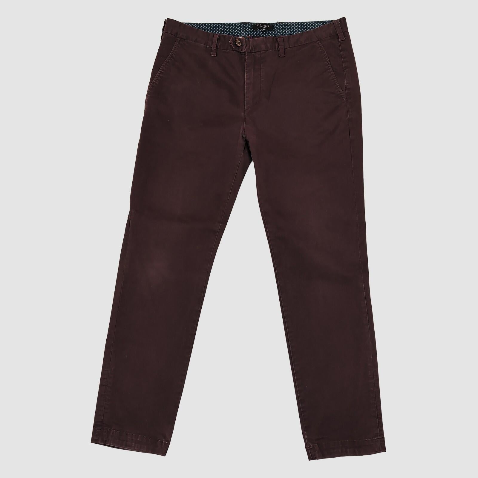 ted baker london mens burgundy chinos trousers smart casual pants size 34 s by Baker – chino | RewearableUK
