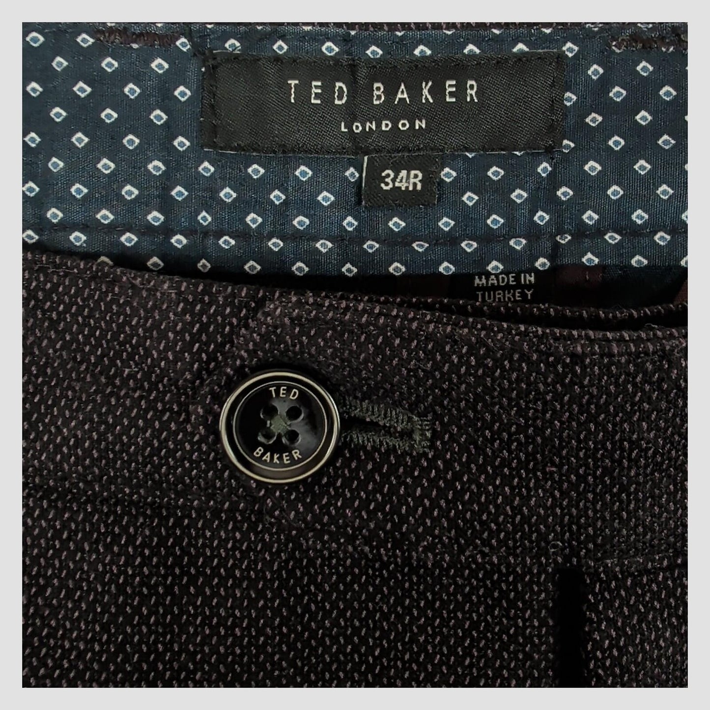 ted baker london mens dark grey textured willham smart casual trousers size 34 r by Baker – chino | RewearableUK