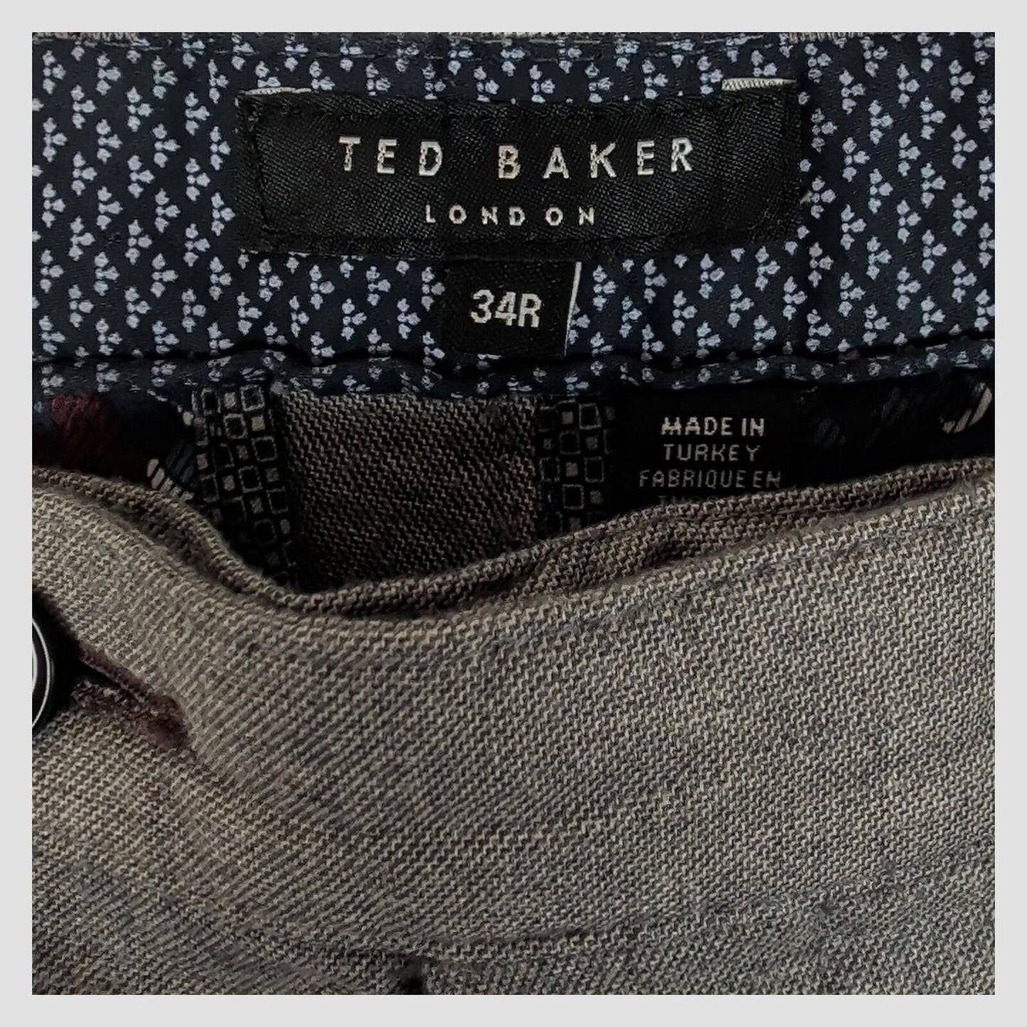 ted baker london mens light grey wegton smart casual dress trousers size 34 r by Baker – casual | RewearableUK