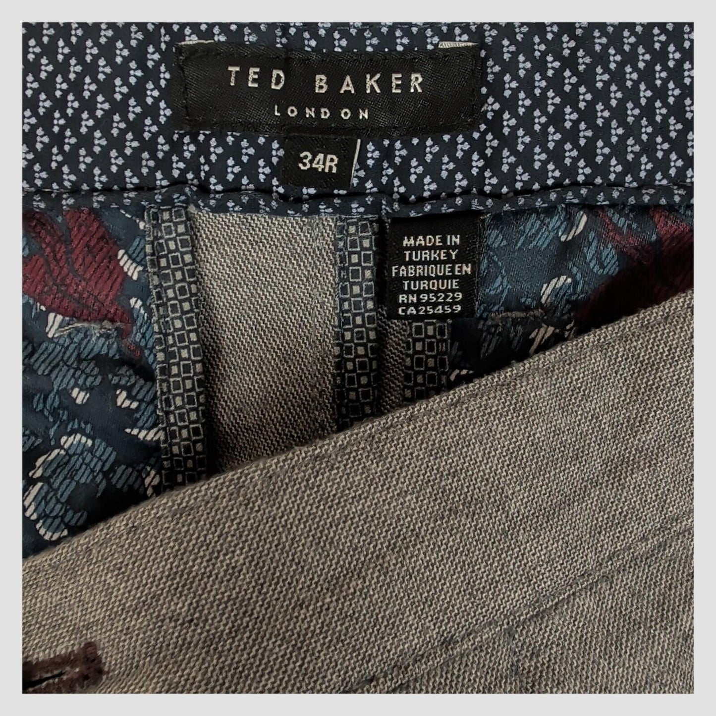ted baker london mens light grey wegton smart casual dress trousers size 34 r by Baker – casual | RewearableUK