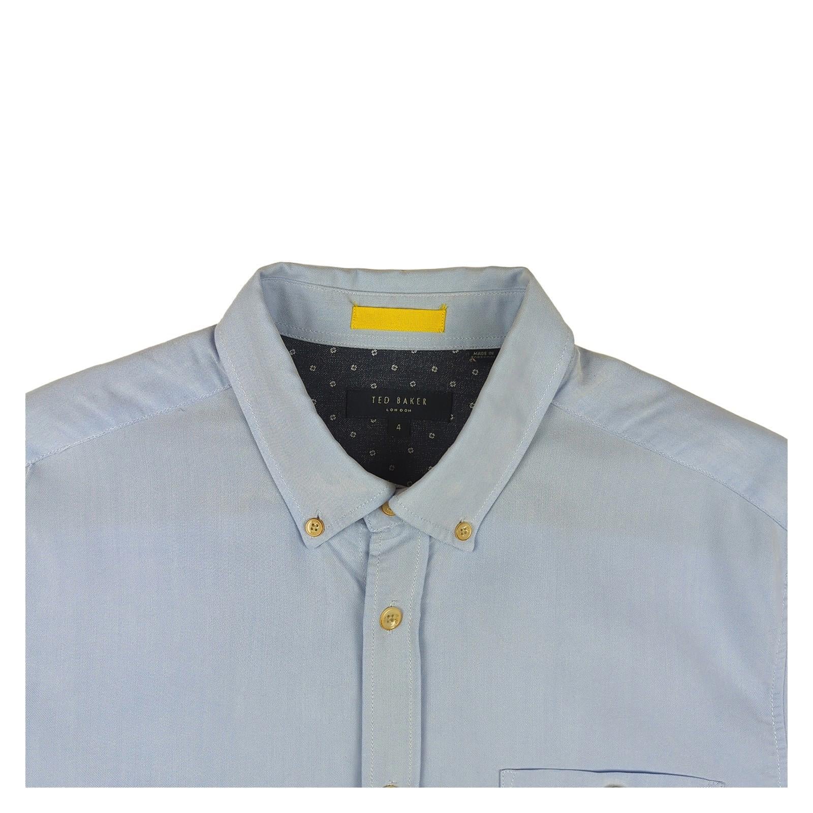 Ted Baker Ted Baker London Mens Shirt L 4 Blue Short Sleeve Cotton Casual Top Used shirt RewearableUK