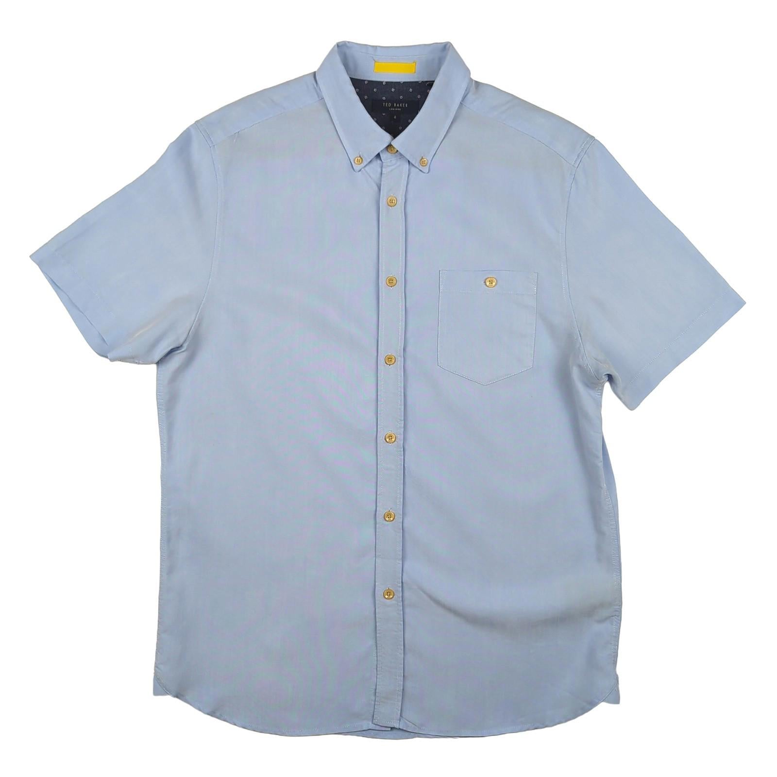 Ted Baker Ted Baker London Mens Shirt L 4 Blue Short Sleeve Cotton Casual Top Used shirt RewearableUK