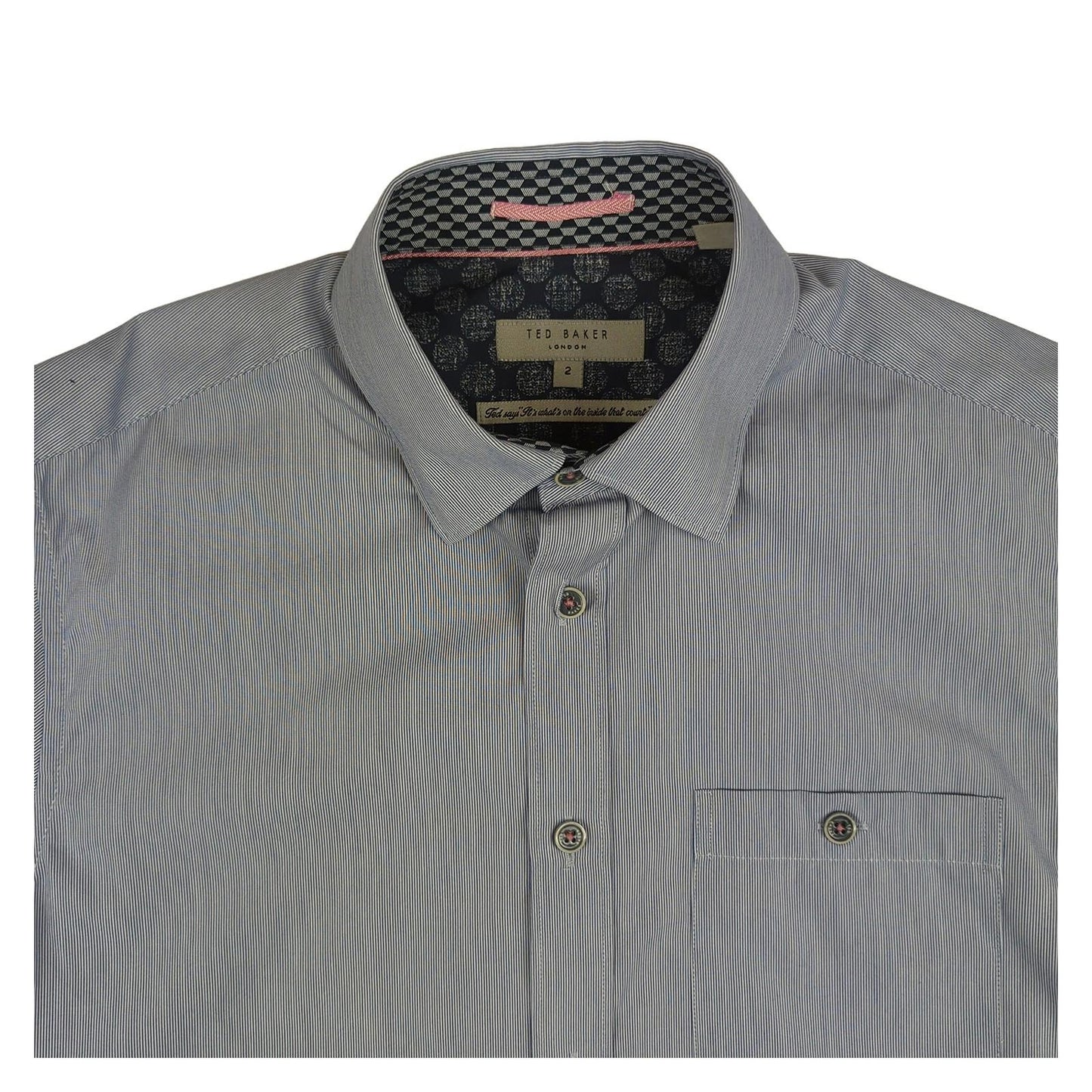 Ted Baker Ted Baker London Short Sleeve Shirt Size 2 Blue Micro Stripe Cotton Blend shirt RewearableUK