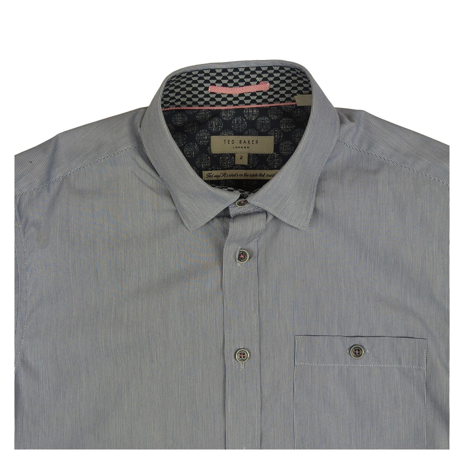 Ted Baker Ted Baker London Short Sleeve Shirt Size 2 Blue Micro Stripe Cotton Blend shirt RewearableUK
