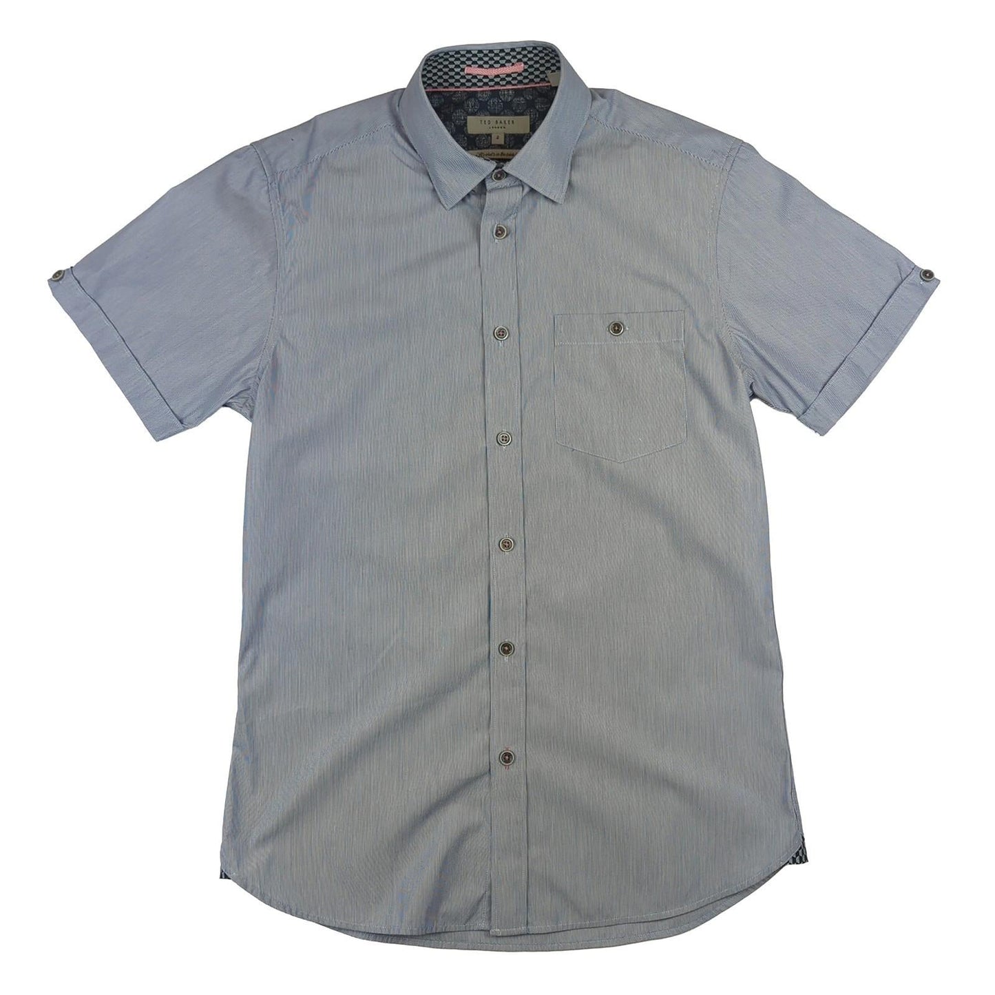 Ted Baker Ted Baker London Short Sleeve Shirt Size 2 Blue Micro Stripe Cotton Blend shirt RewearableUK