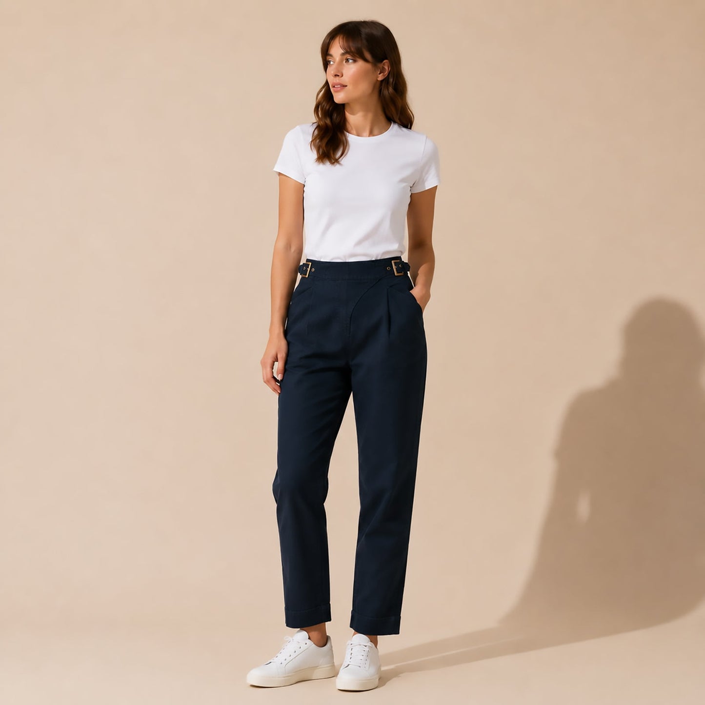 Ted Baker London Womens Black Pleated Cotton Tapered Cropped Trousers Size 1 by Ted Baker – chino | RewearableUK