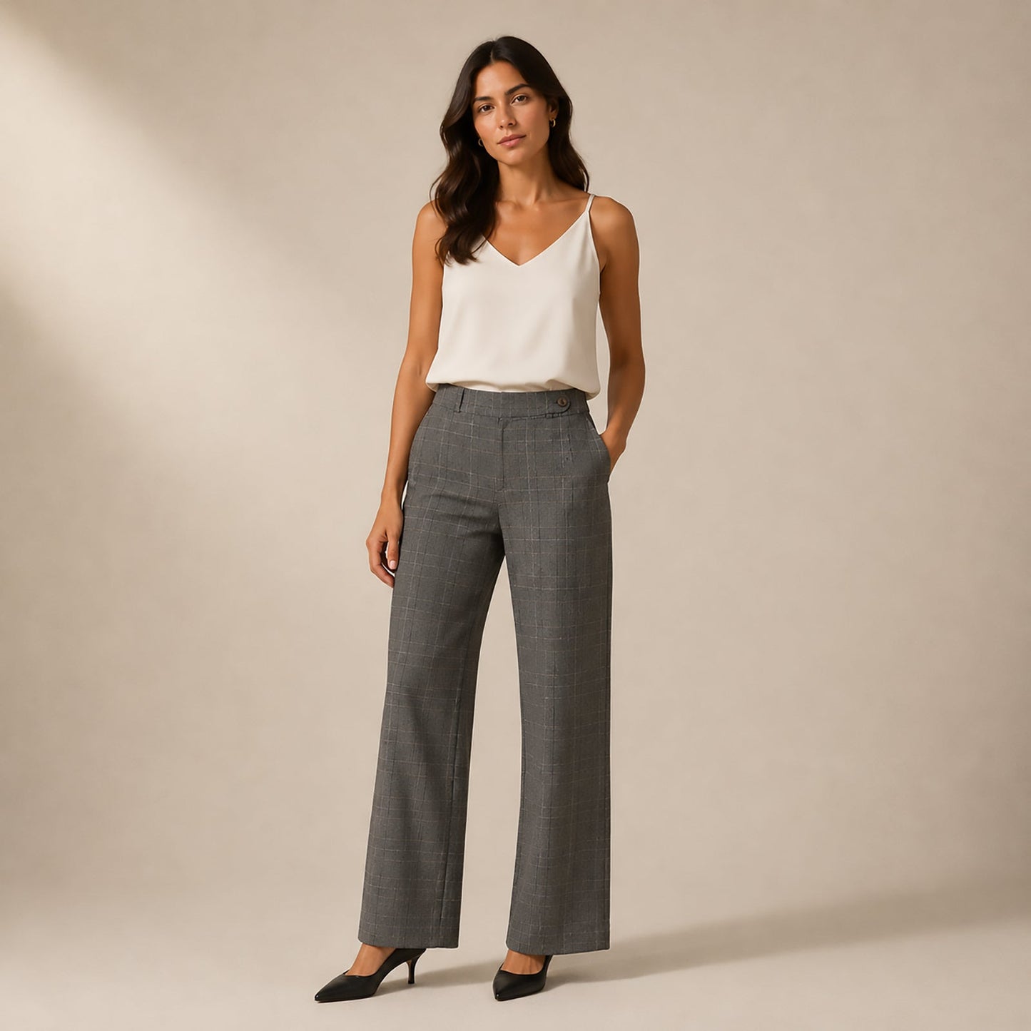 Ted Baker London Women’s Brown Check Wide Leg Trousers UK 8 Wool Blend by Ted Baker – SMART | RewearableUK