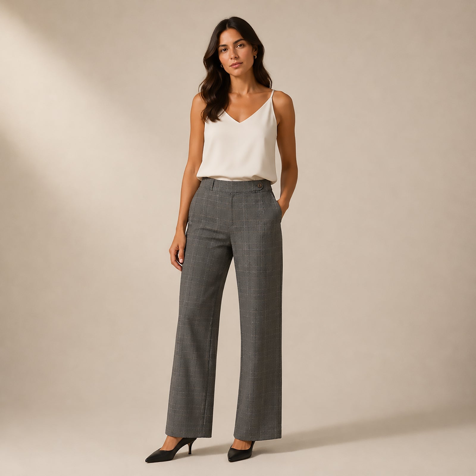 Ted Baker London Women’s Brown Check Wide Leg Trousers UK 8 Wool Blend by Ted Baker – SMART | RewearableUK