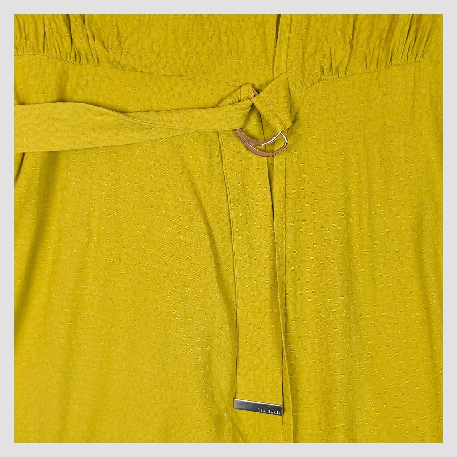 Ted Baker London Womens Mustard Yellow Textured Asymmetric Midi Dress Size 1 by Ted Baker – | RewearableUK