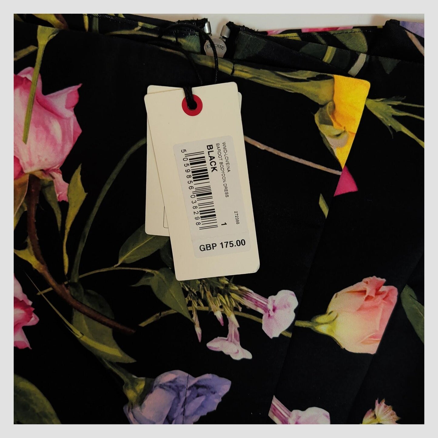 Ted Baker Lovina Black Floral Bardot Bodycon Dress BNWT Size 1 RRP £175 by Ted Baker – DRESSING | RewearableUK